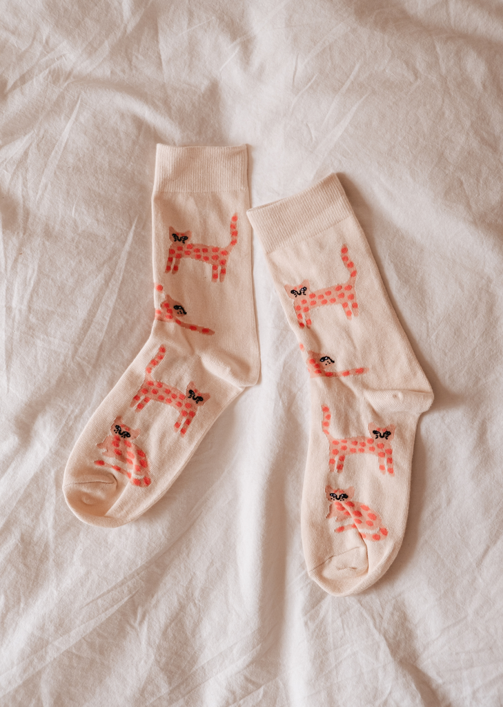 Comfortable Leo The Cat Socks for cat lovers by Mimi & August.