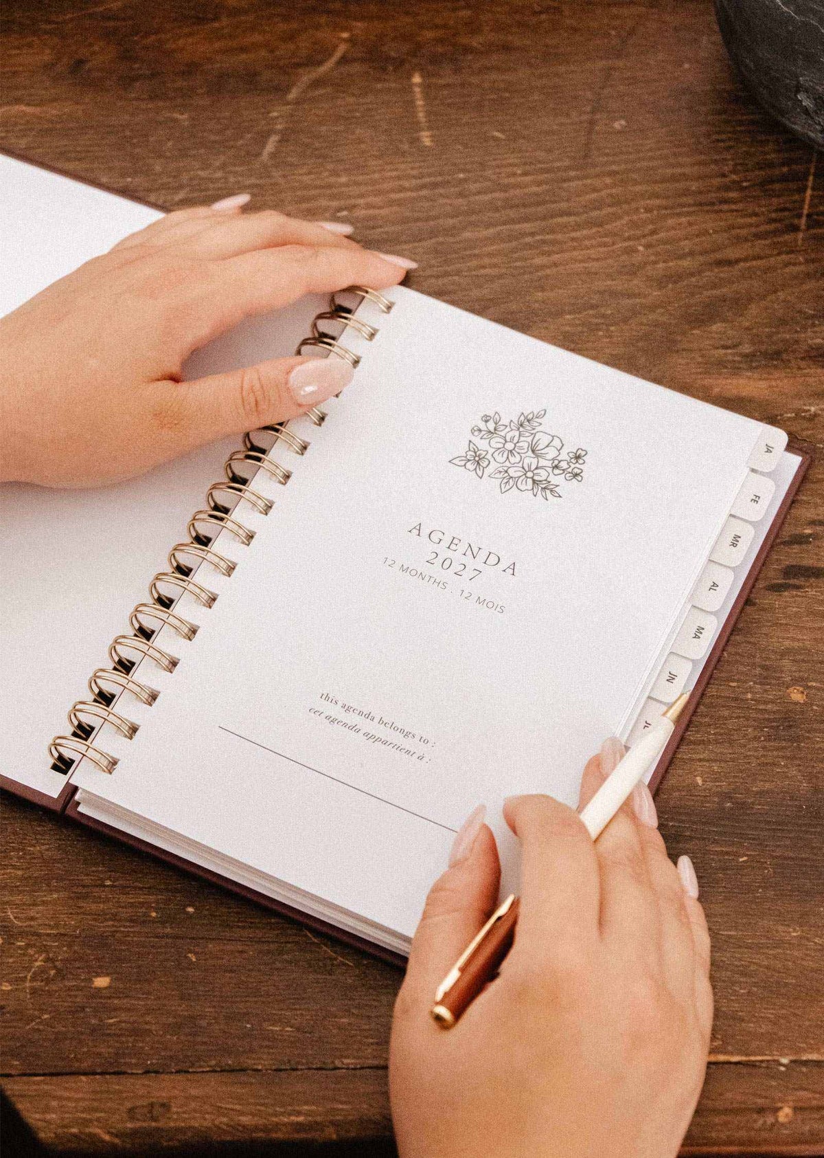 2027 agenda planner with blue and purple wildflowers cover