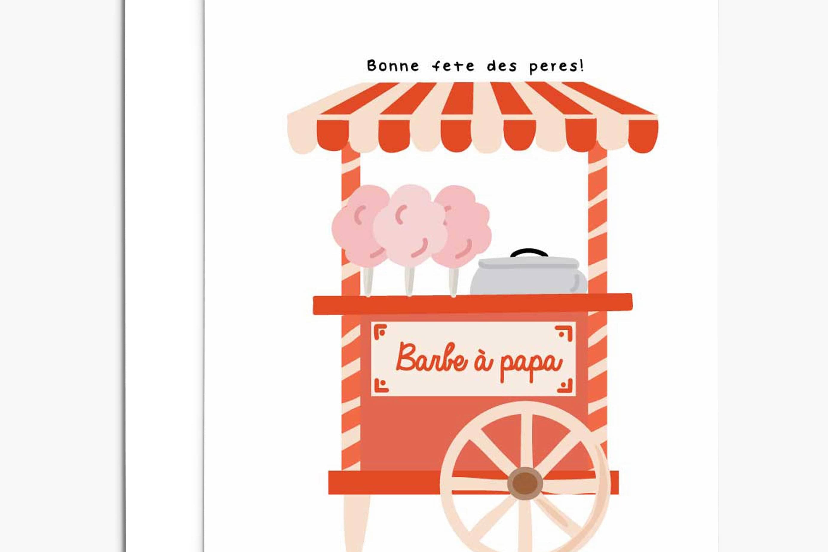 Father's Day card featuring an enchanted cotton candy stand on recycled paper