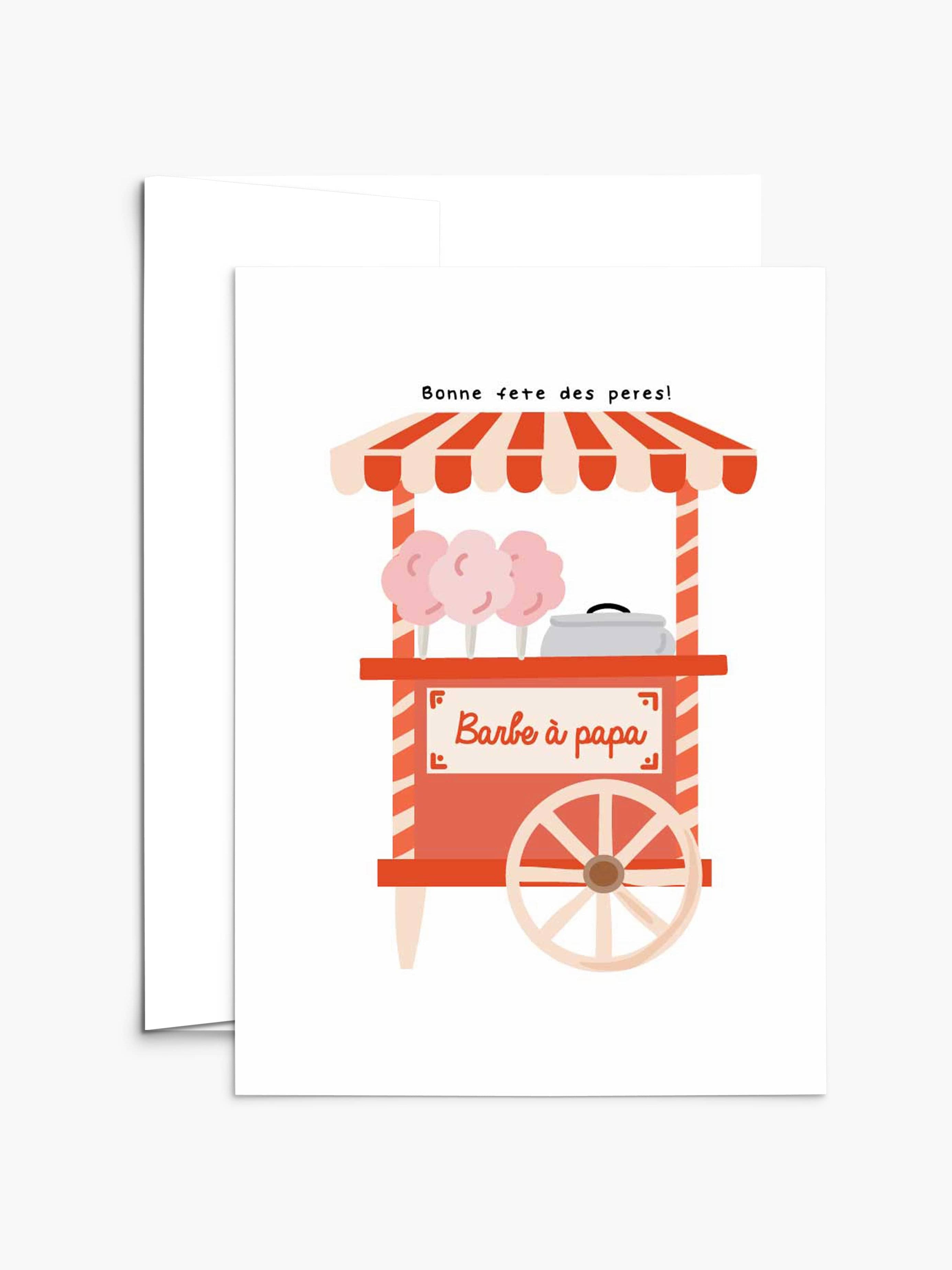 Father's Day card featuring an enchanted cotton candy stand on recycled paper