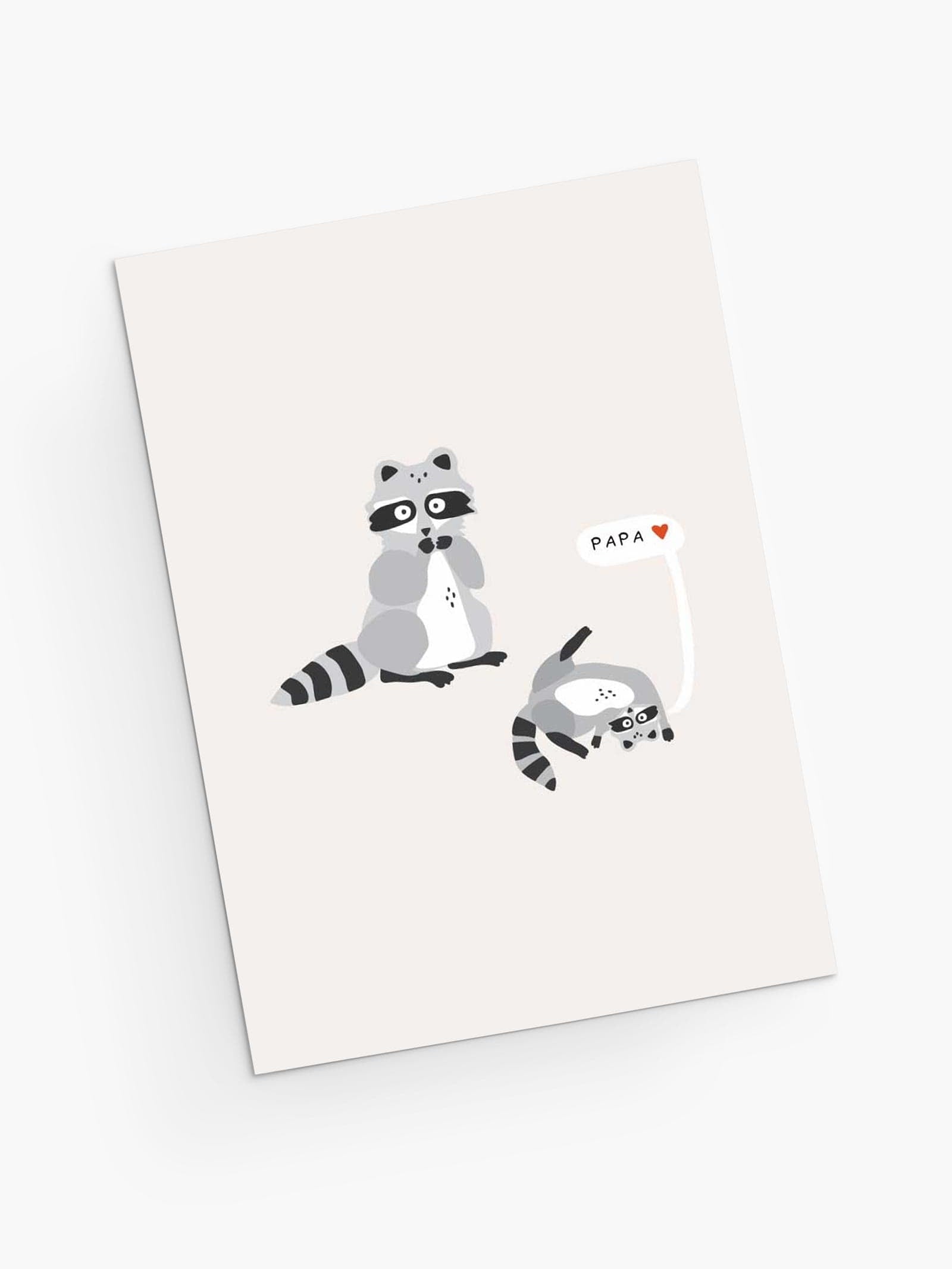 A Father's day card with two raccoons on it with the word papa