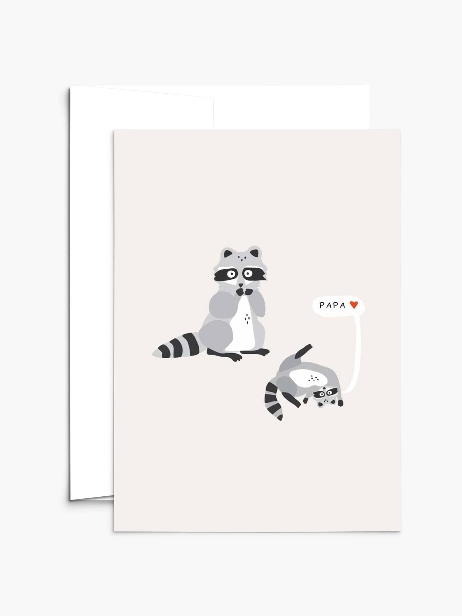 Cute raccoons Father's day card on recycled paper with compostable packaging