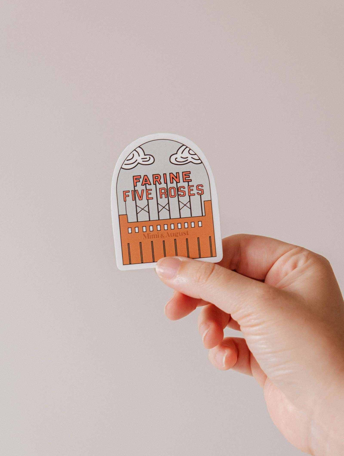 Flour & Roses Factory vinyl sticker of Montréal landmark with retro style and dreamy clouds