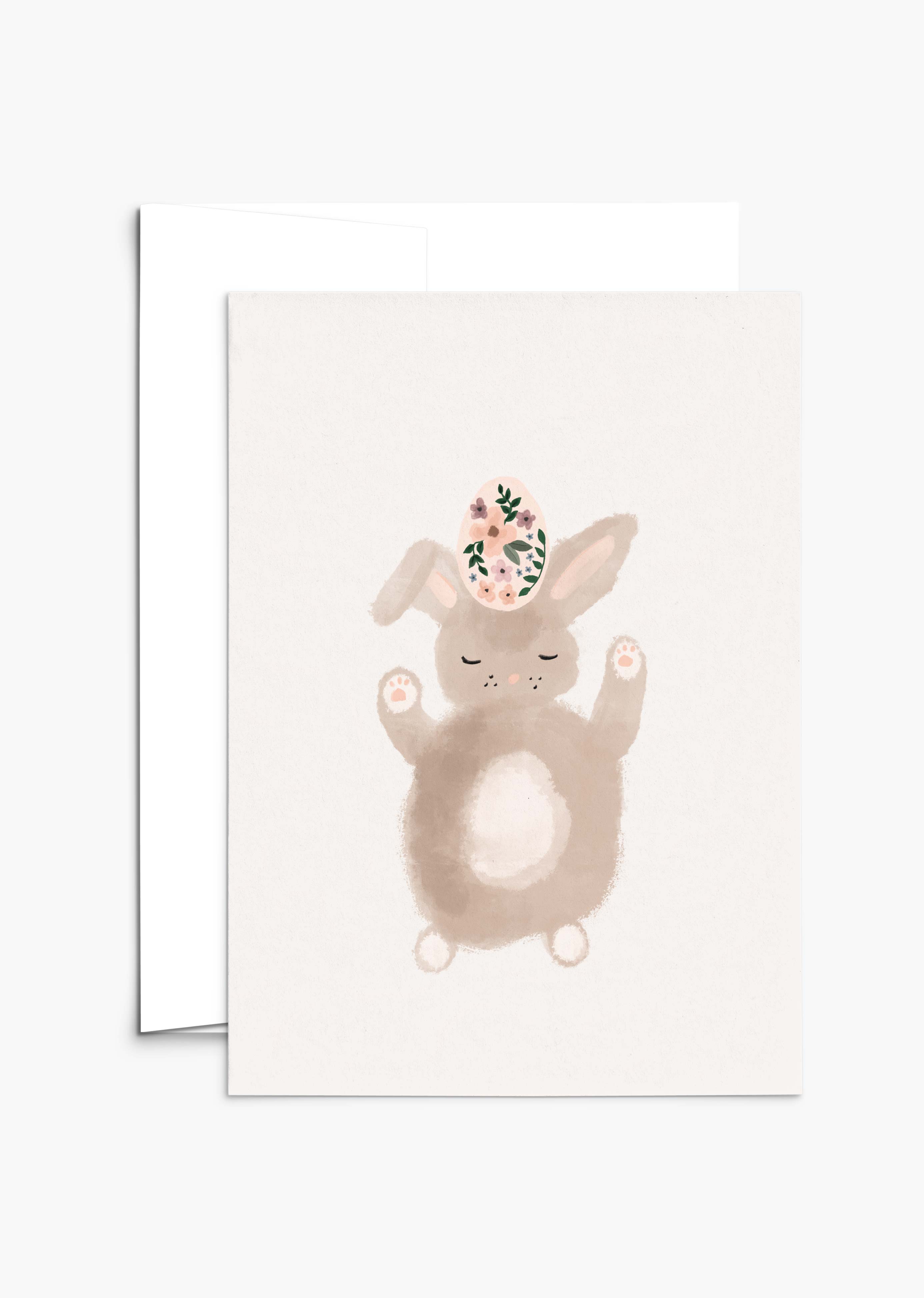 Check out the Lapinot Greeting Card from Mimi & August—a charming design featuring a cute brown bunny with an egg on its head and intricate floral patterns. Printed on recycled paper, it's the perfect eco-friendly way to share Easter joy sustainably.