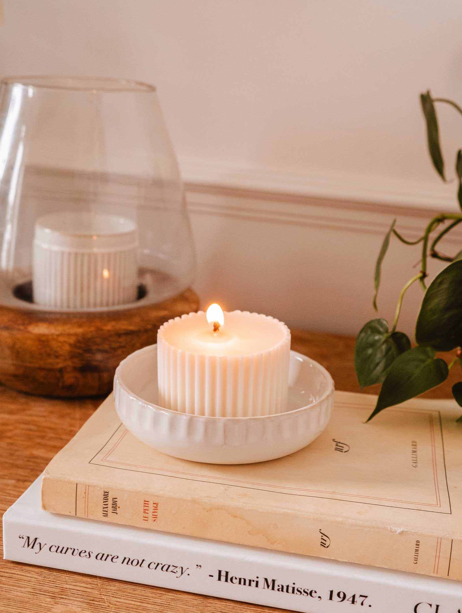Bougeoir en céramique artisanal minimaliste, petit nid polyvalent pour bougies et accessoires