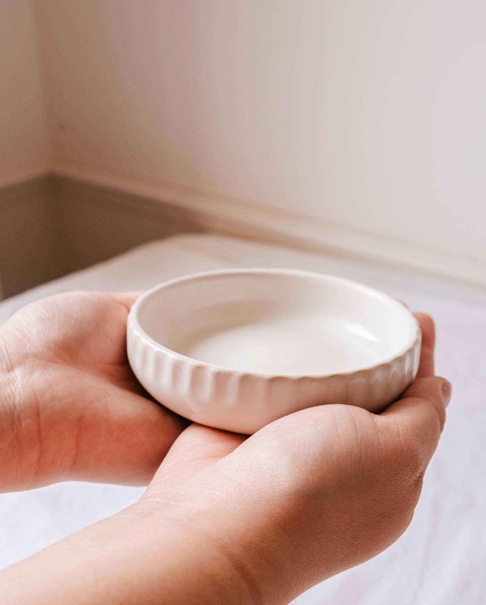 Handcrafted little ceramic candle holder nest for Mimi & August candle refills.