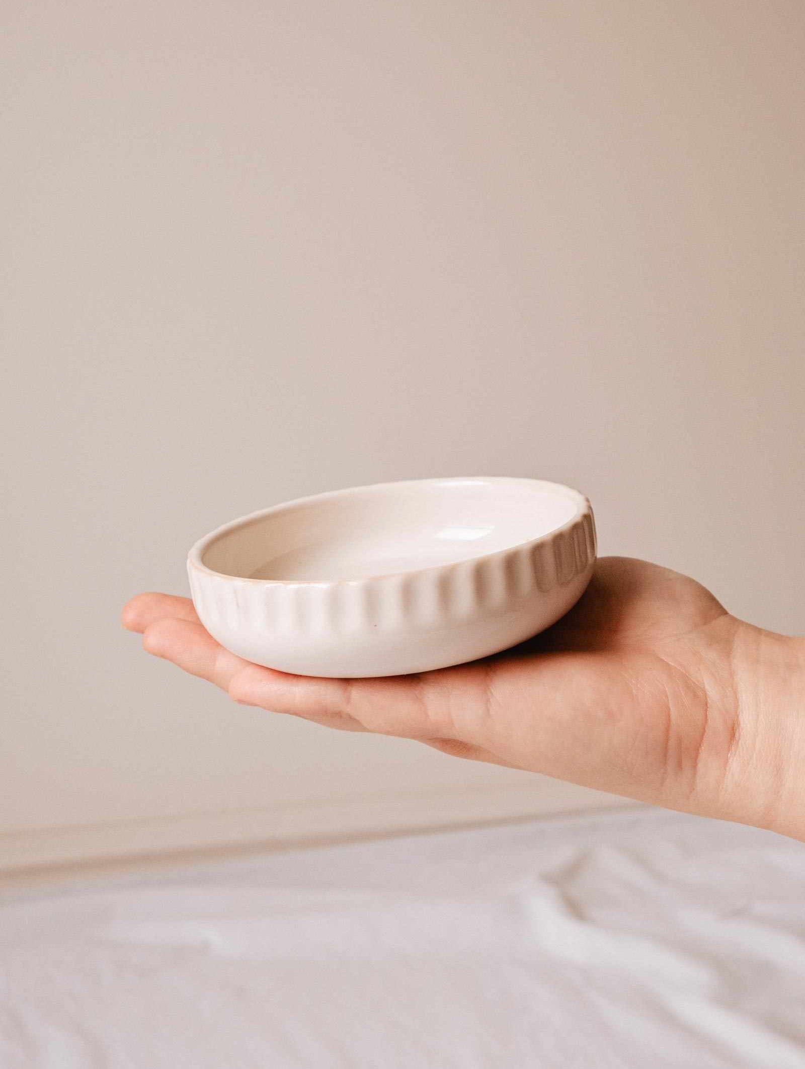 Bougeoir en céramique artisanal petit nid pour recharges de bougies Mimi & August