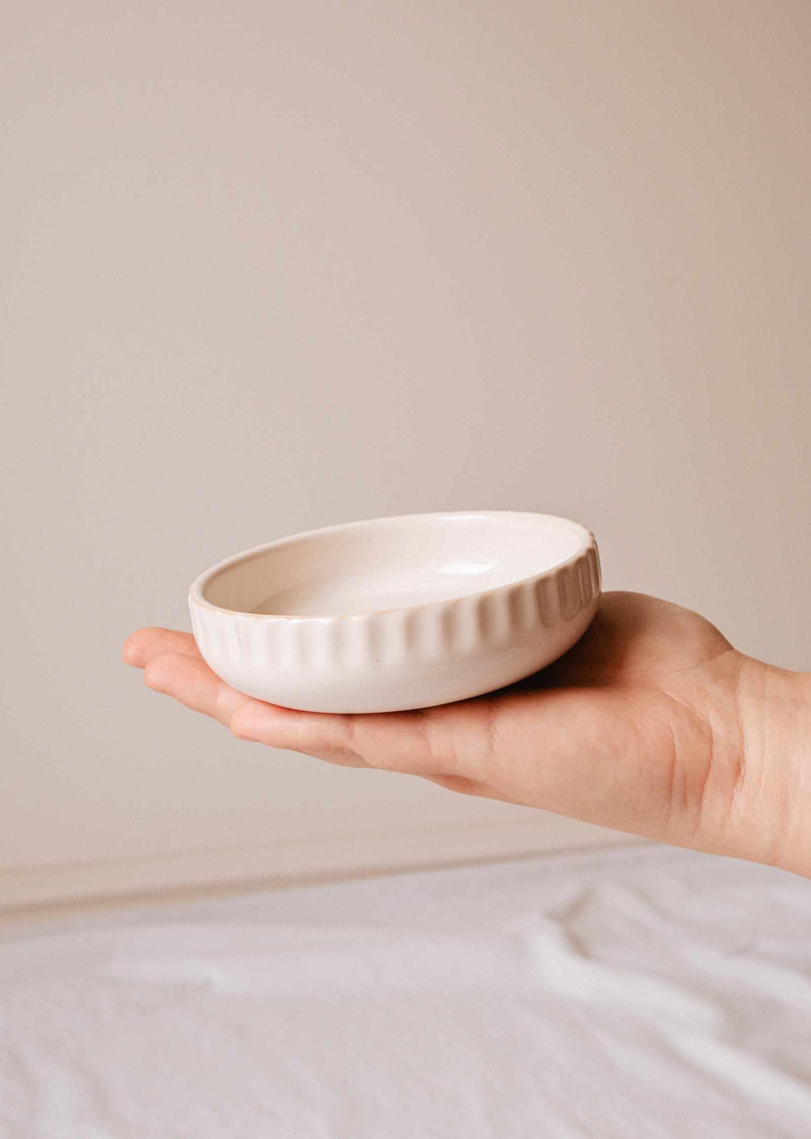 Bougeoir en céramique artisanal petit nid pour recharges de bougies Mimi & August