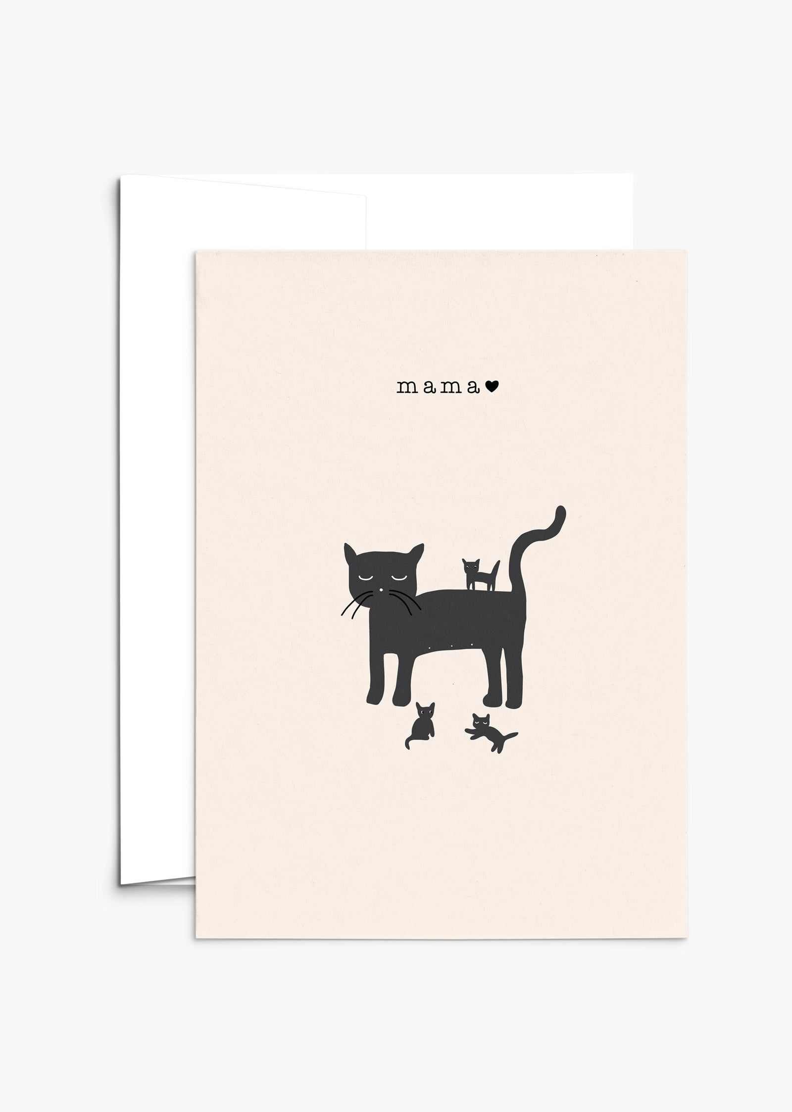 MAMA Greeting Card cat-themed Mother's Day card with recycled paper and compostable packaging