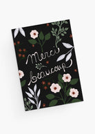 Beautiful thank you dark blue greeting card with plants and flowers- By Mimi & August