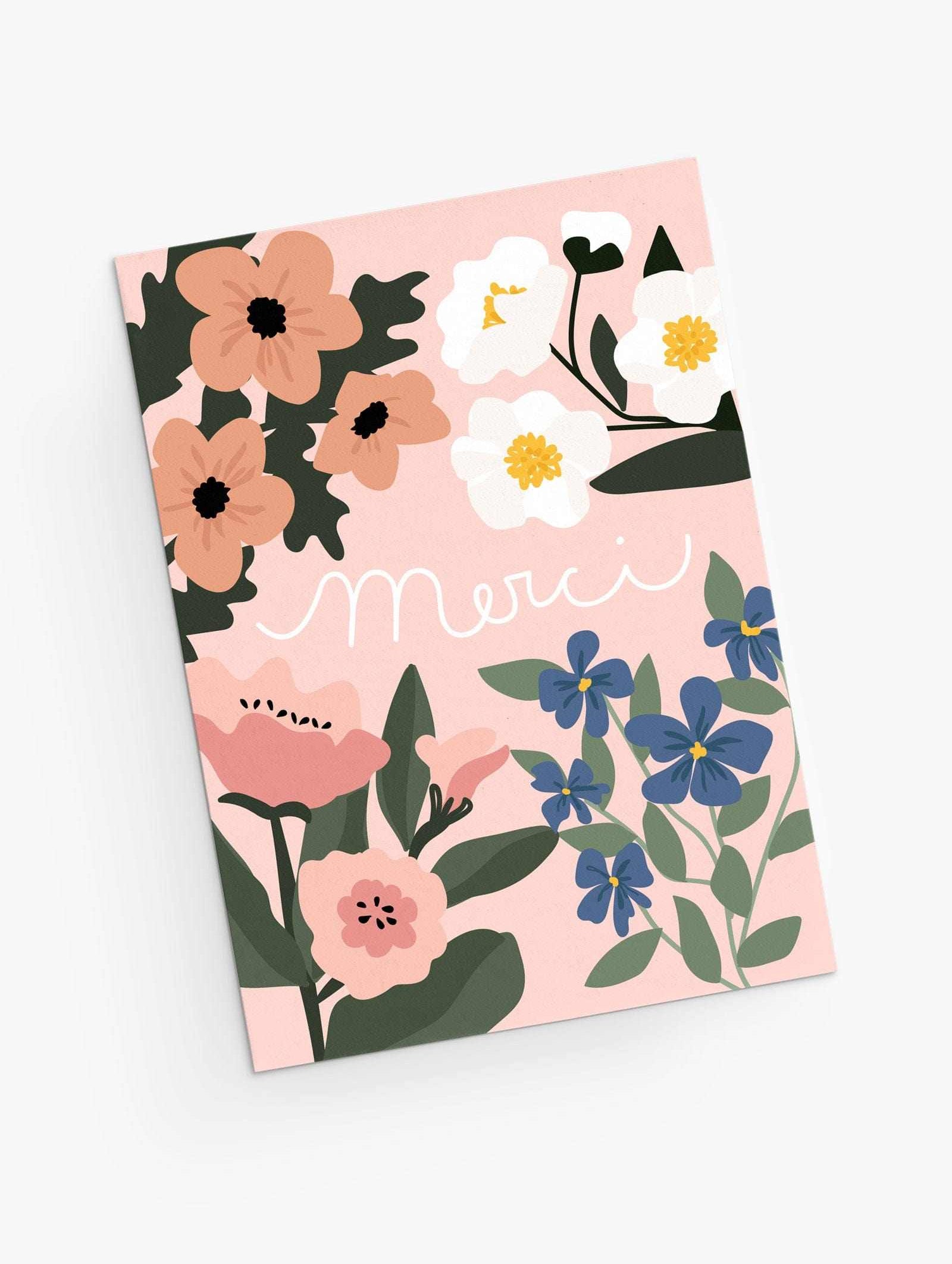beautiful floral pink thank you card- By Mimi & August