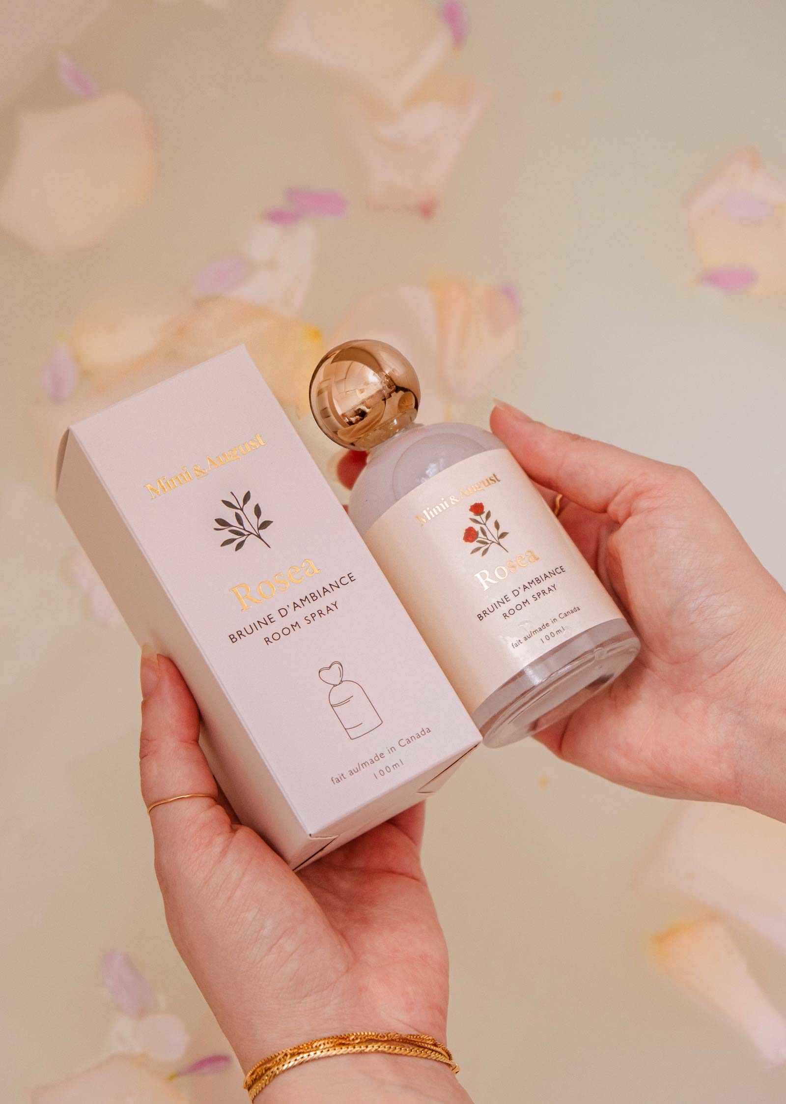 Rosea Room Spray bottle with citrus and rose floral scent for home ambiance