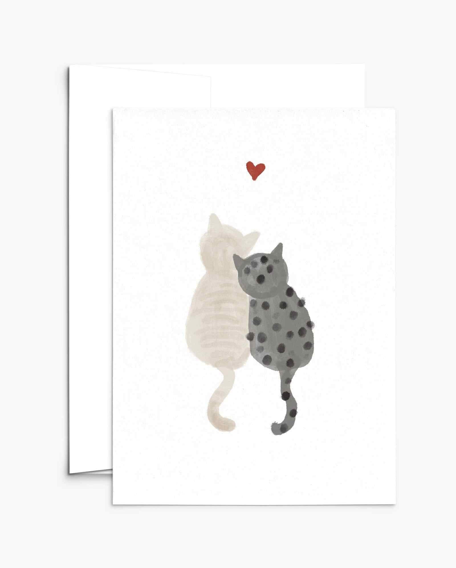 Amour Purrfait Greeting Card with recycled paper and white envelope, 5x7 inches, blank inside, compostable packaging