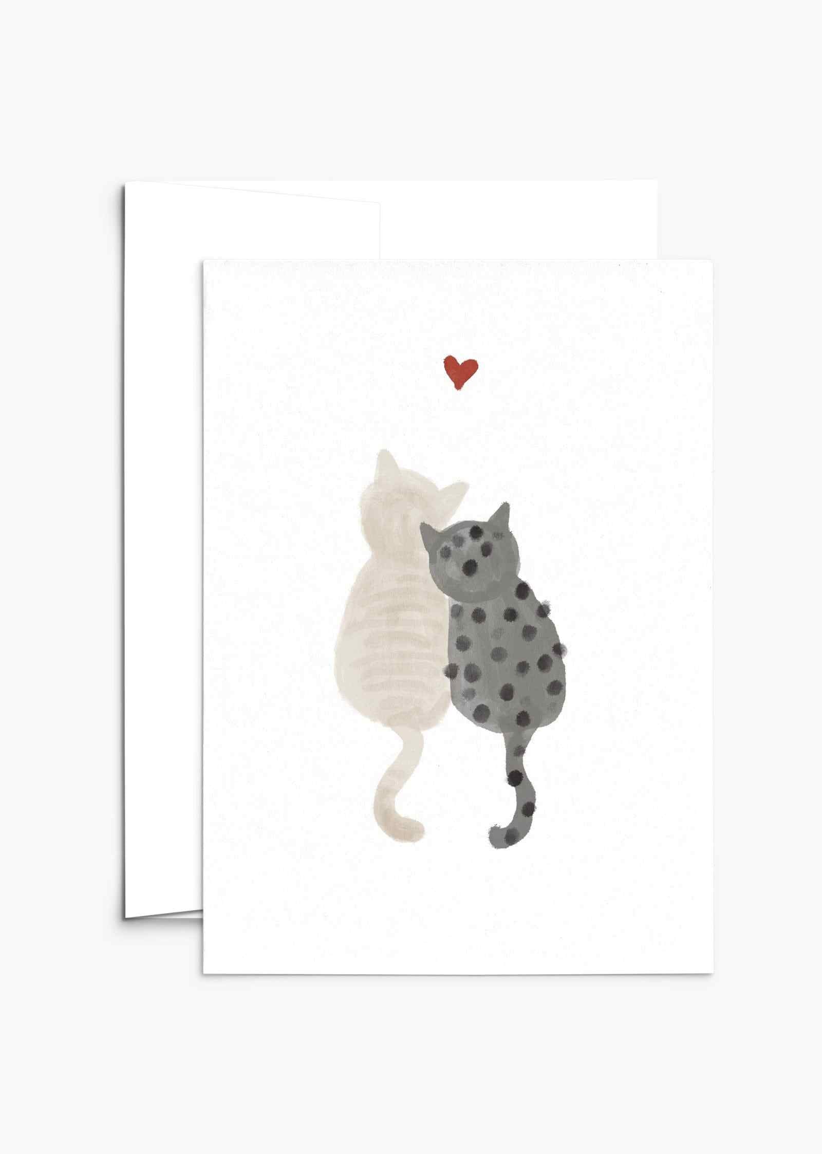 Amour Purrfait Greeting Card with recycled paper and white envelope, 5x7 inches, blank inside, compostable packaging