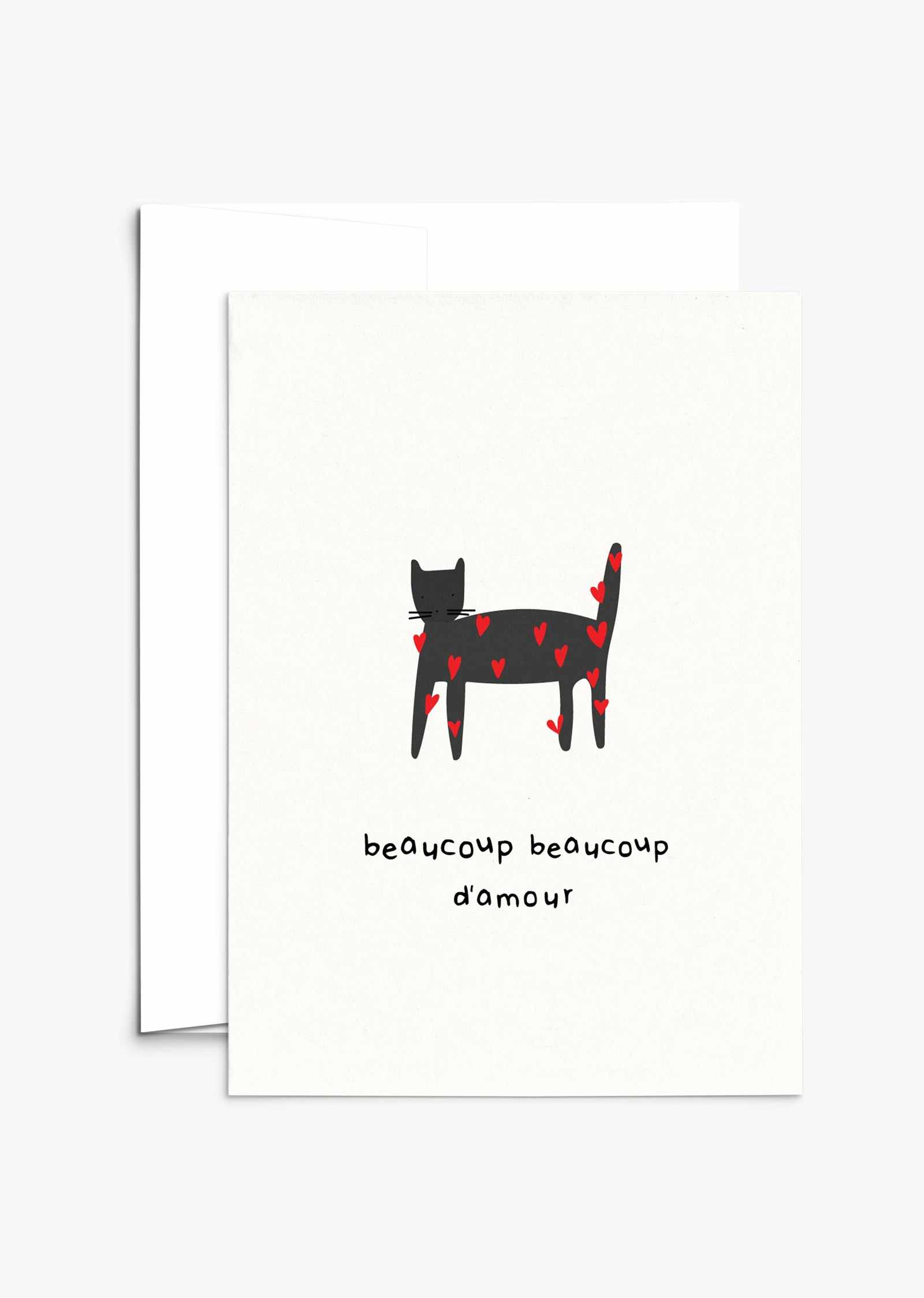 Much Love Greeting Card with French text on recycled paper and compostable packaging