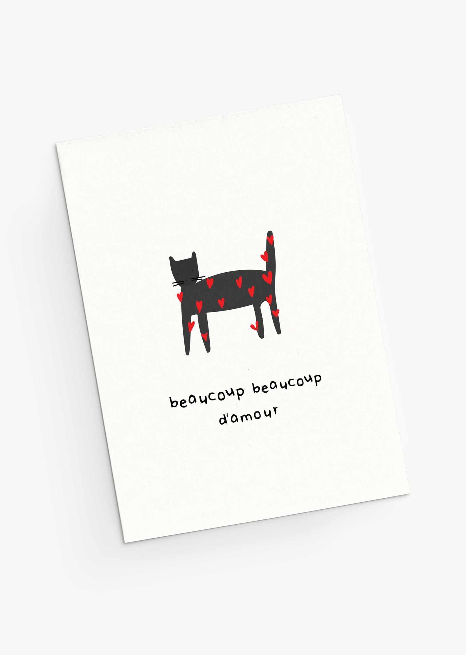 A Beaucoup beaucoup d'amour - Greeting Card made by Mimi & August from recycled paper featuring a cat design.