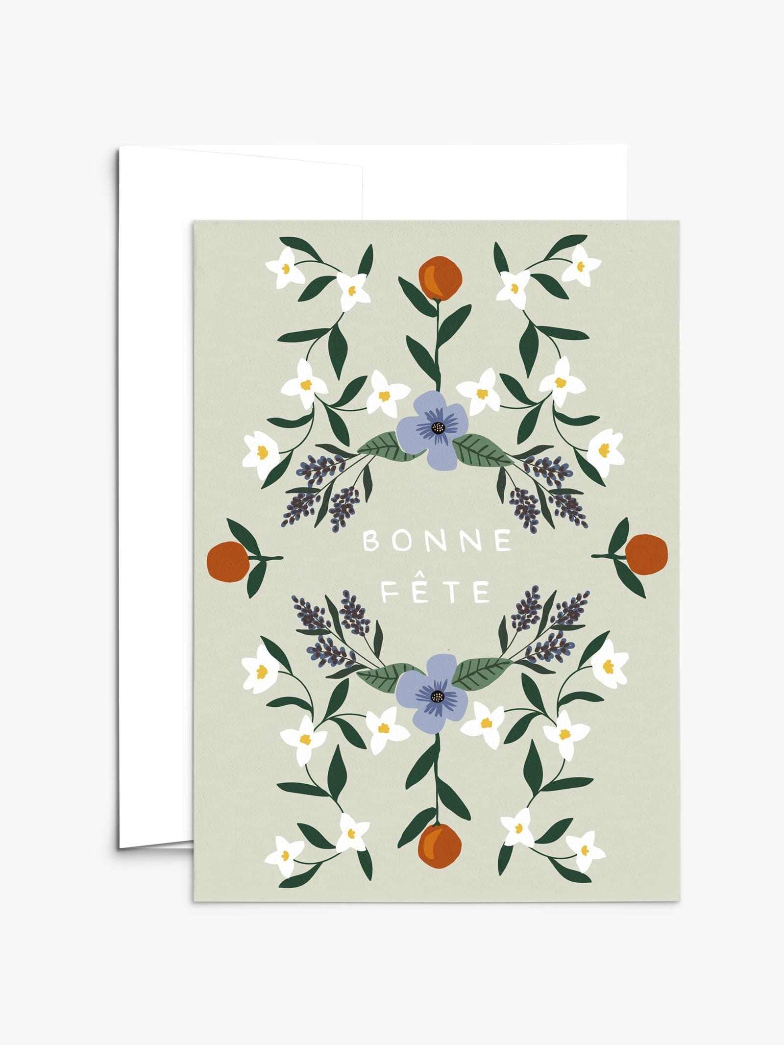 birthday greeting card in French with colourful flowers- By Mimi & August