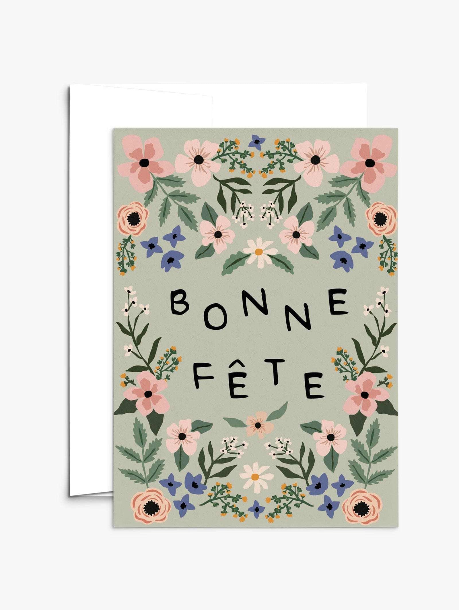 birthday greeting card with sauvage flowers- in French- By Mimi & August