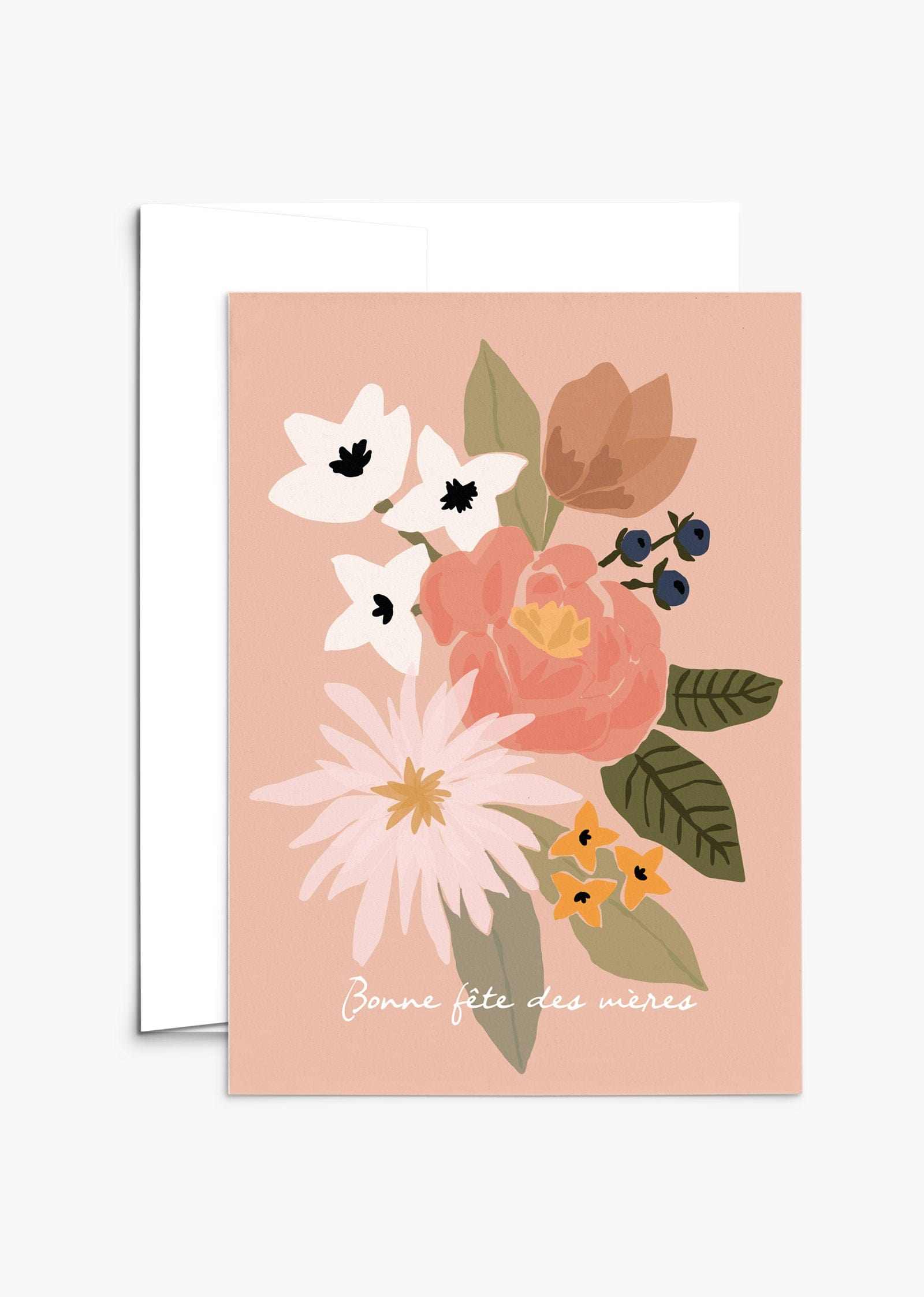 Eco-friendly bouquet of flowers greeting card for mother's day in French- By Mimi & August