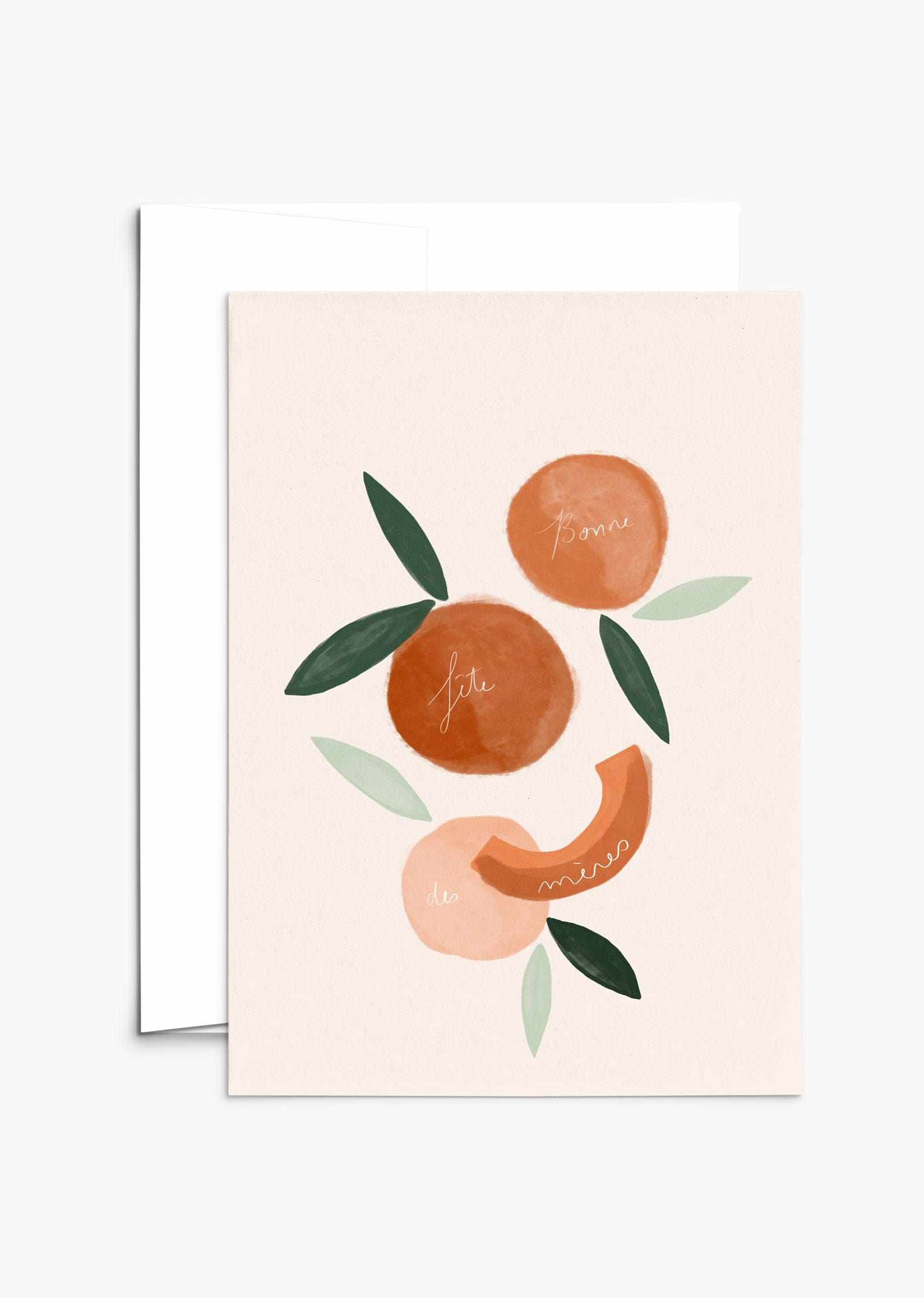 Bonne fête des mères greeting card with citrus design on recycled paper and compostable packaging