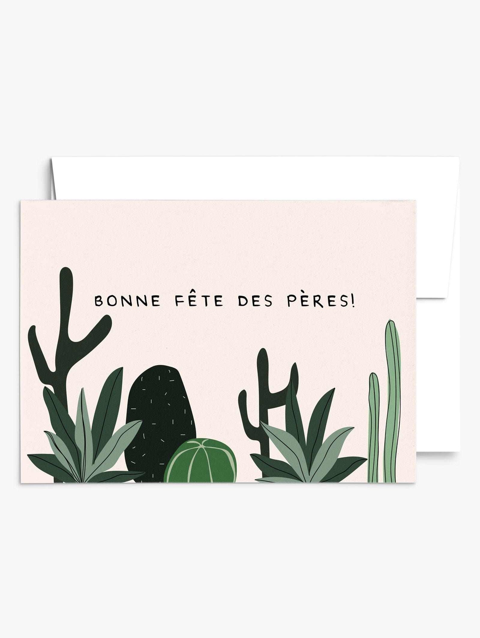 Father's Day greeting card with vibrant cactus on colorful background, blank inside, made from recycled paper