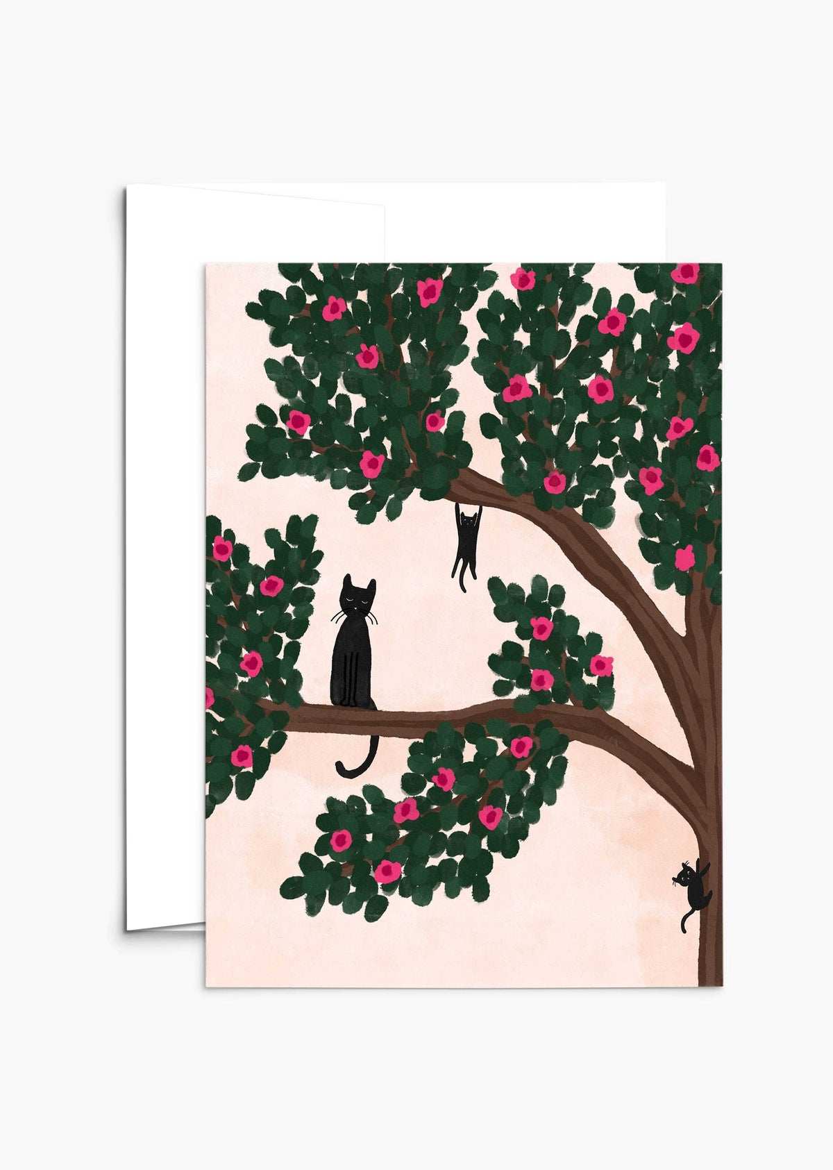 Mother cat and kittens playing in tree on Mother's Day card with recycled paper and compostable packaging