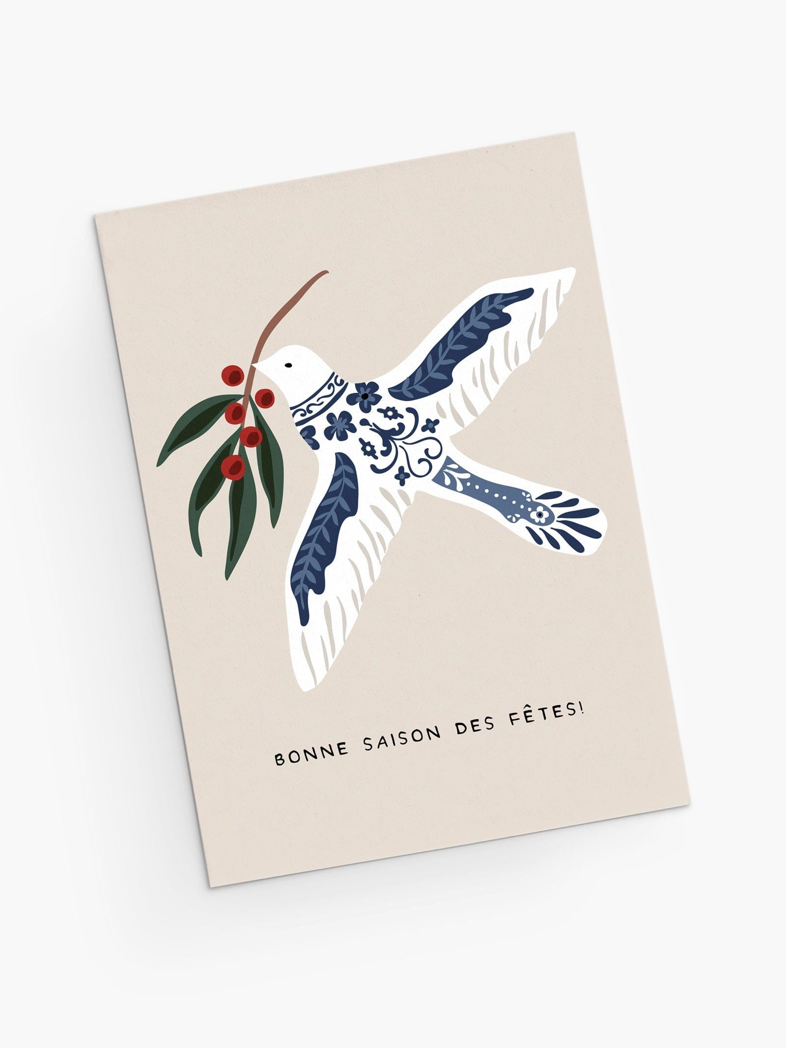 Christmas dove illustration greeting card by Mimi & August