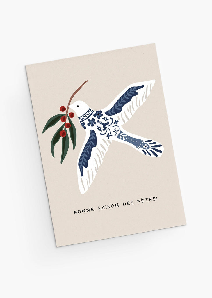 Christmas dove illustration greeting card by Mimi & August
