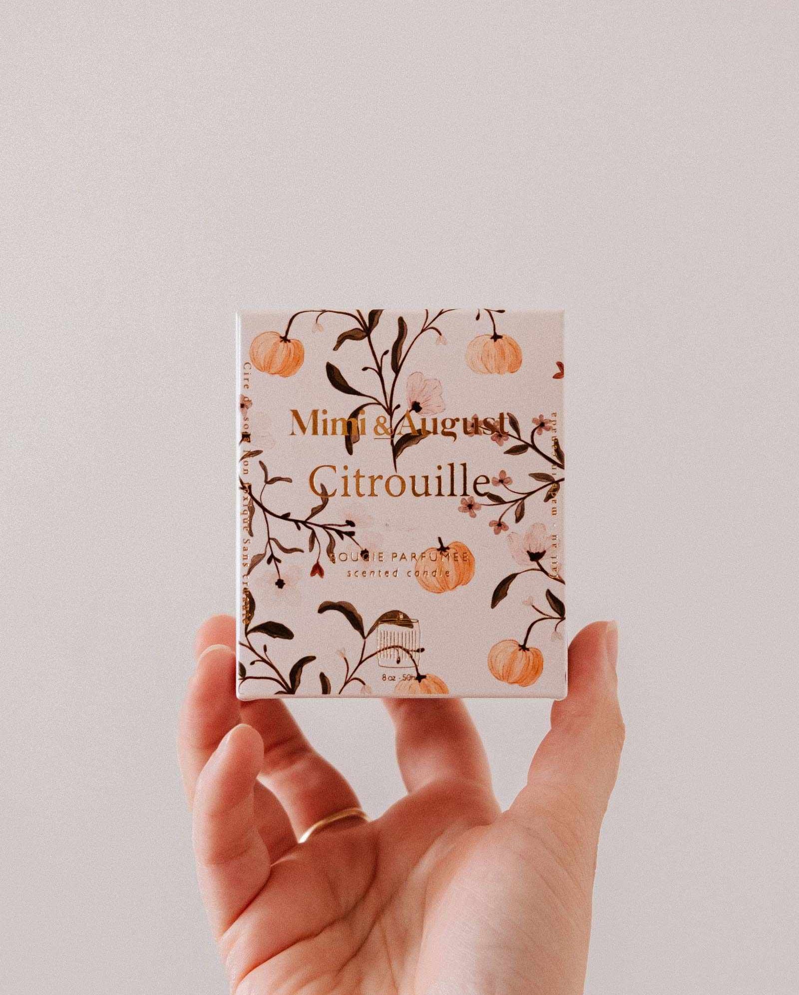 Citrouille reusable candle with pumpkin spice scent in ceramic container