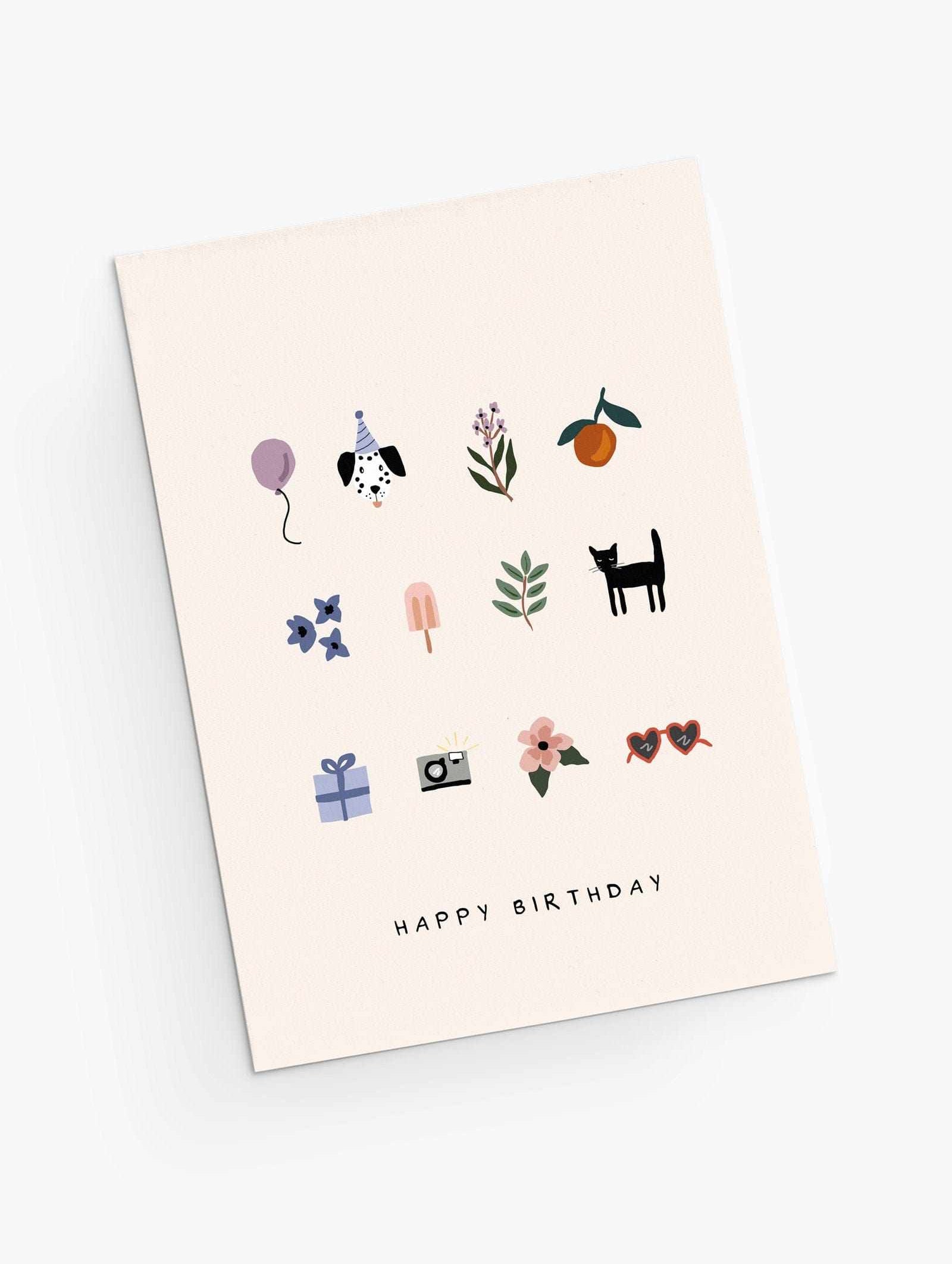 Cool surprise birthday card with cute dogs and flowers festive- By Mimi & August