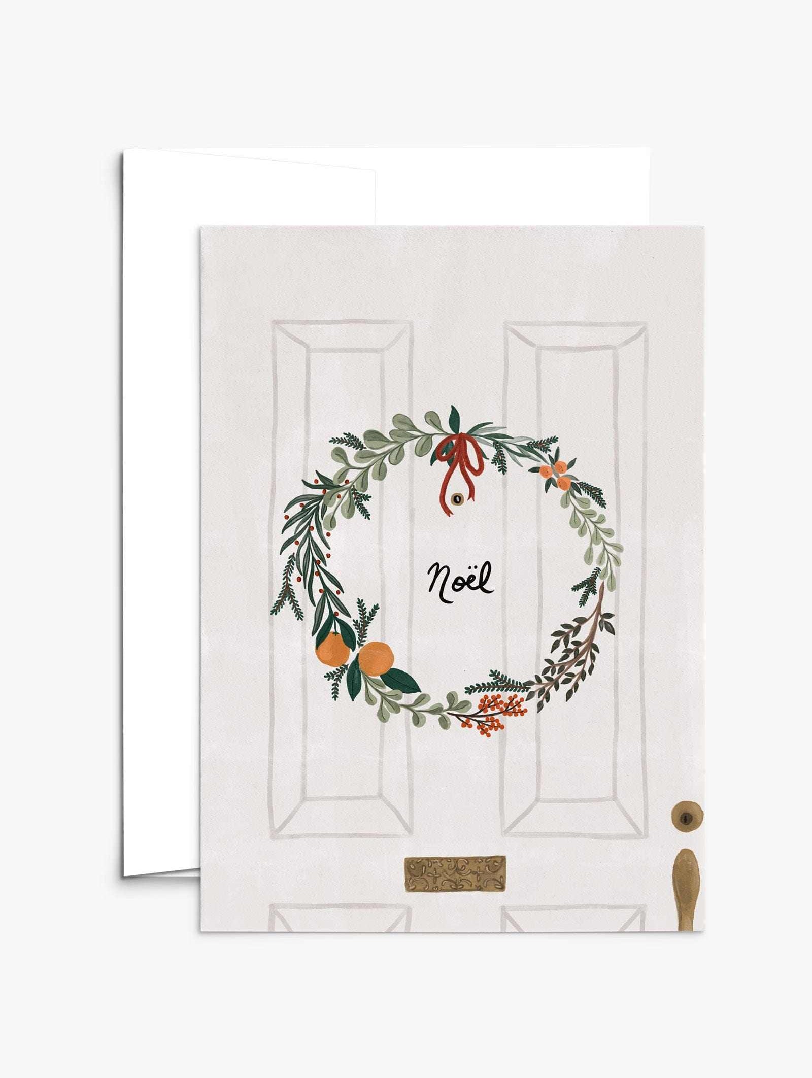 Beautiful Christmas wreath greeting card with recycled paper and compostable packaging
