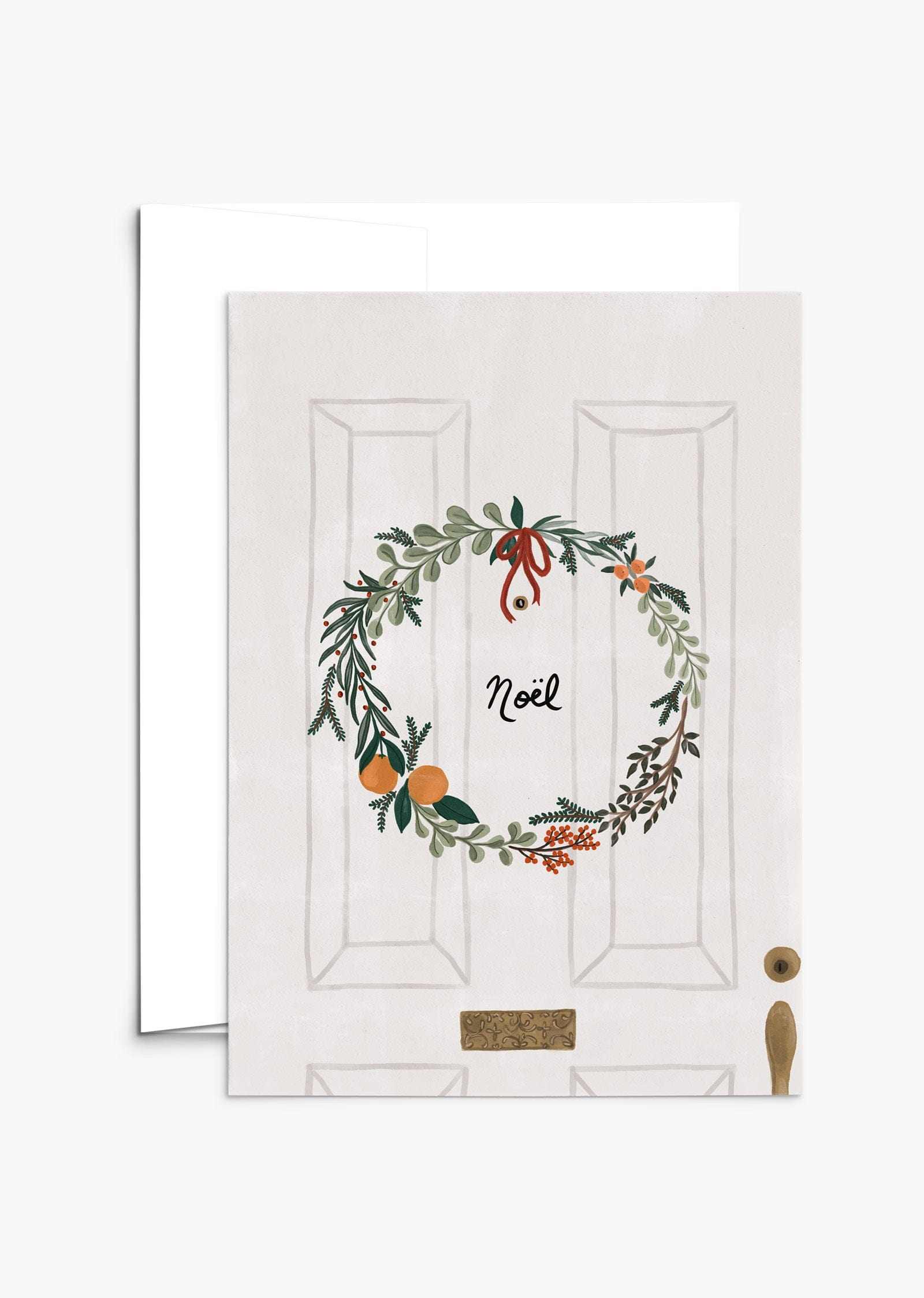 Beautiful Christmas wreath greeting card with recycled paper and compostable packaging