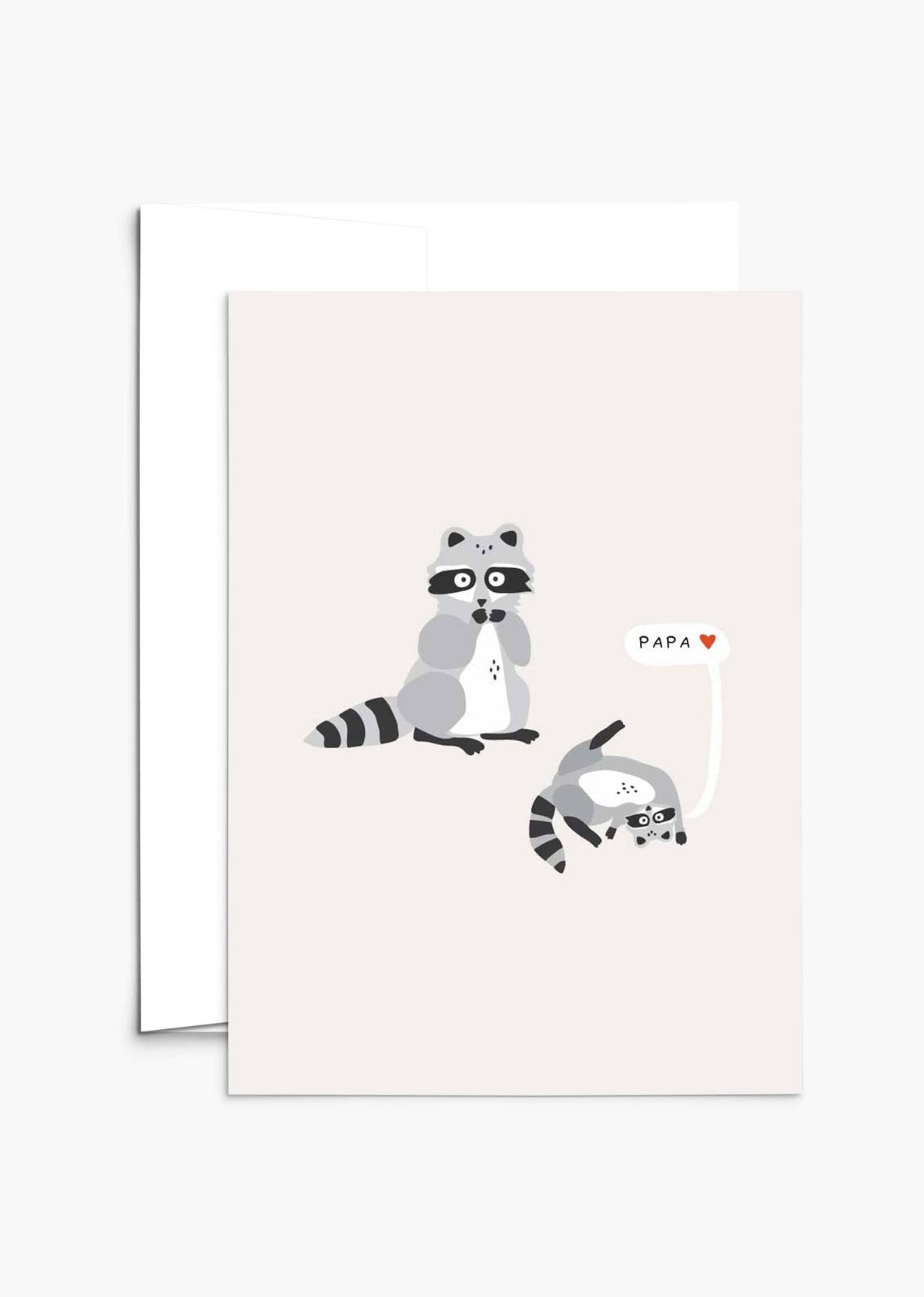 Cute raccoons Father's day card on recycled paper with compostable packaging