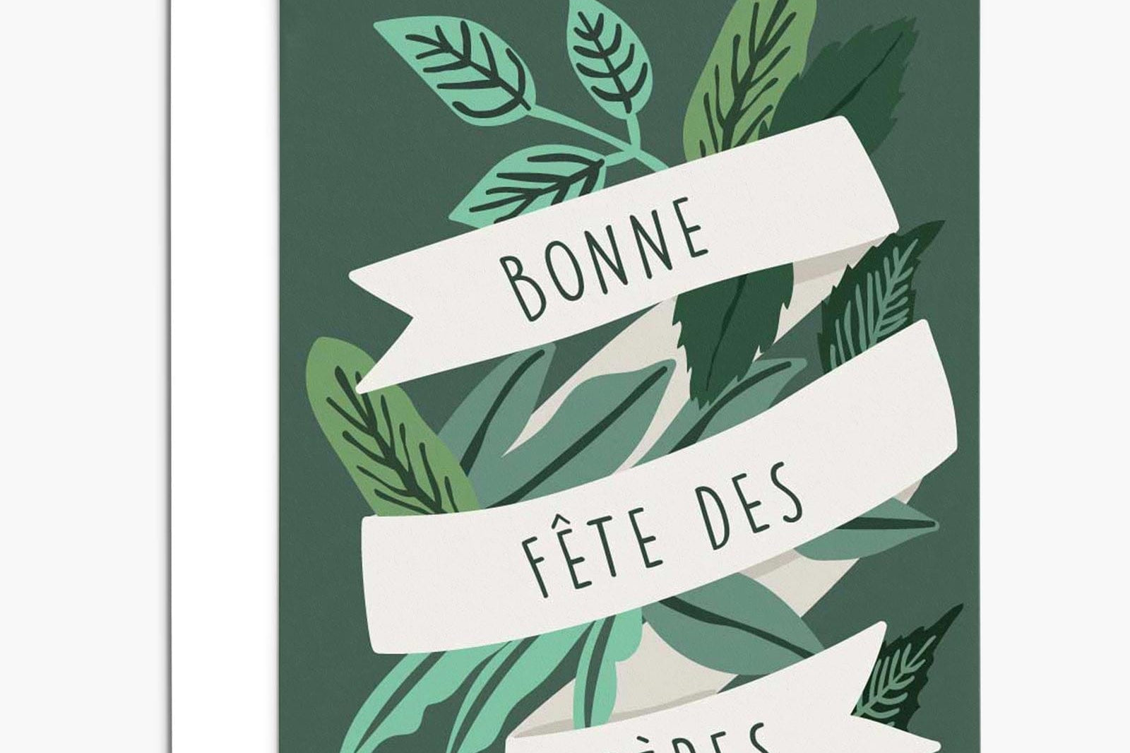 A Happy plants Father's day card with the words bonne fete des peres on it.