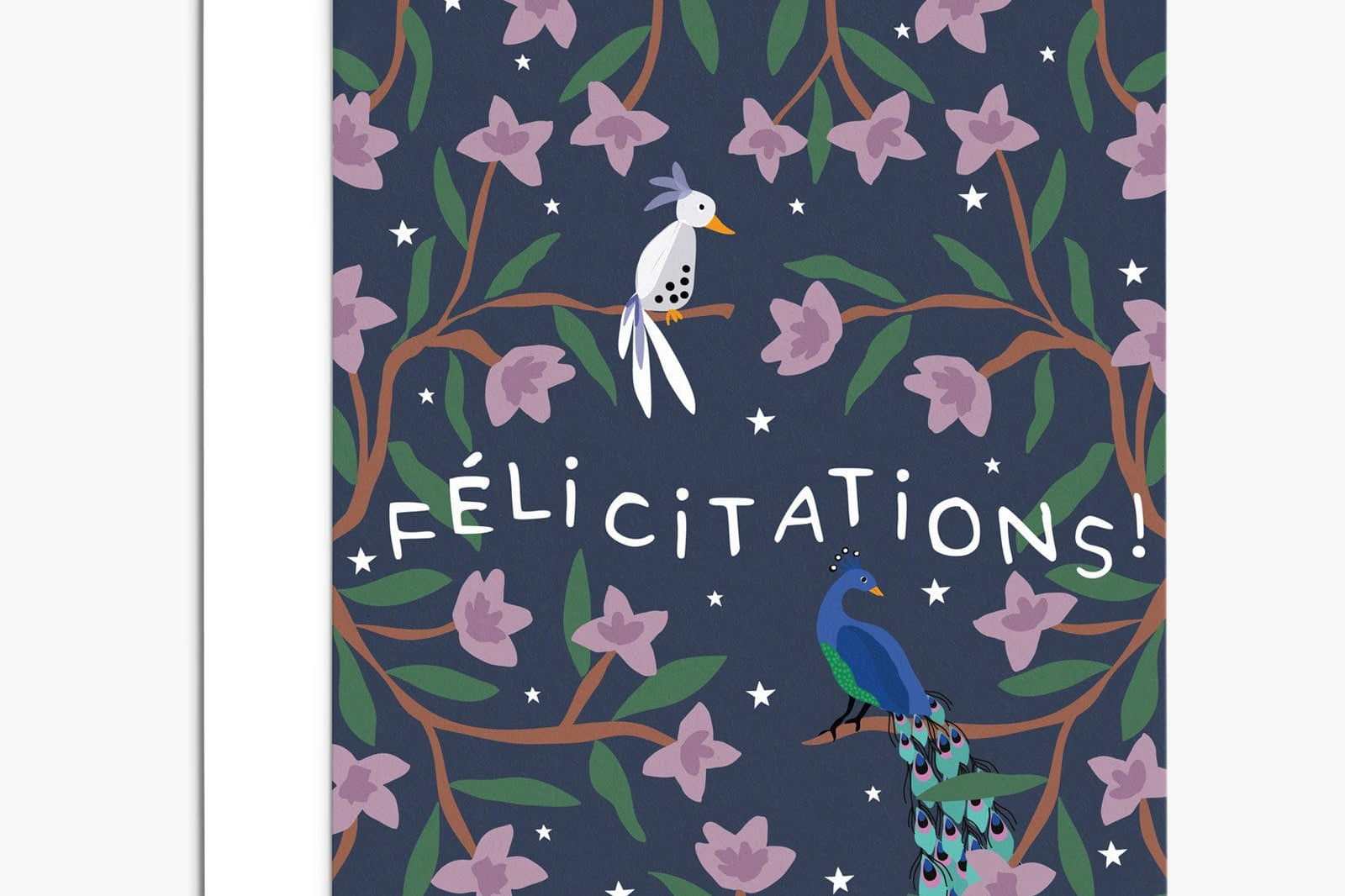 A Félicitations - Greeting card with birds and flowers on recycled paper, Mimi & August
