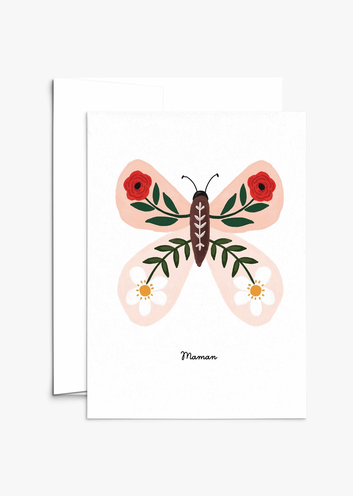 Floral Butterfly Mother's Day card with butterfly and floral wings on recycled paper