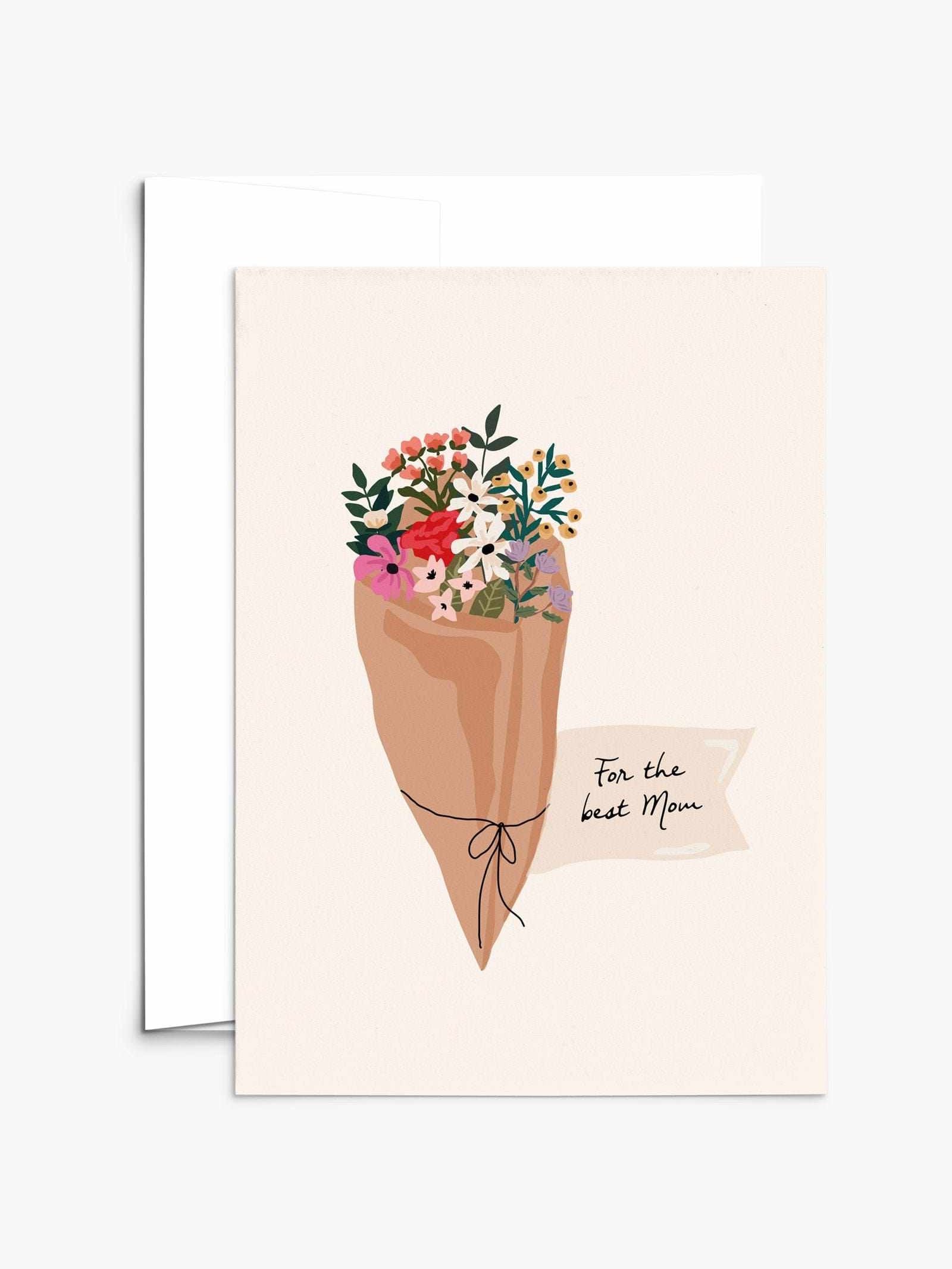 Mother's Day card with flower bouquet for the best mom, eco-friendly recycled paper and compostable packaging