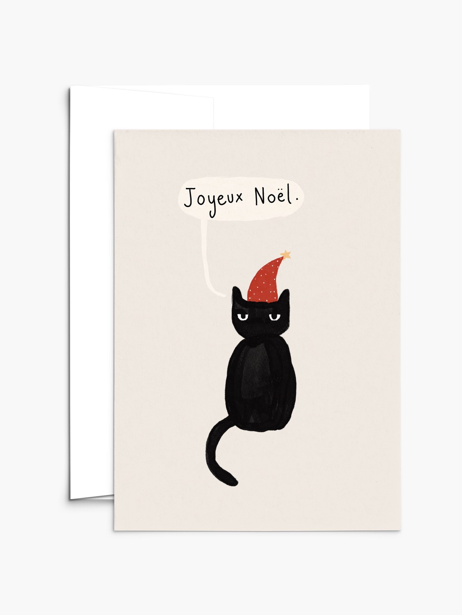 Black Cat Celebrates Christmas Greeting Cards