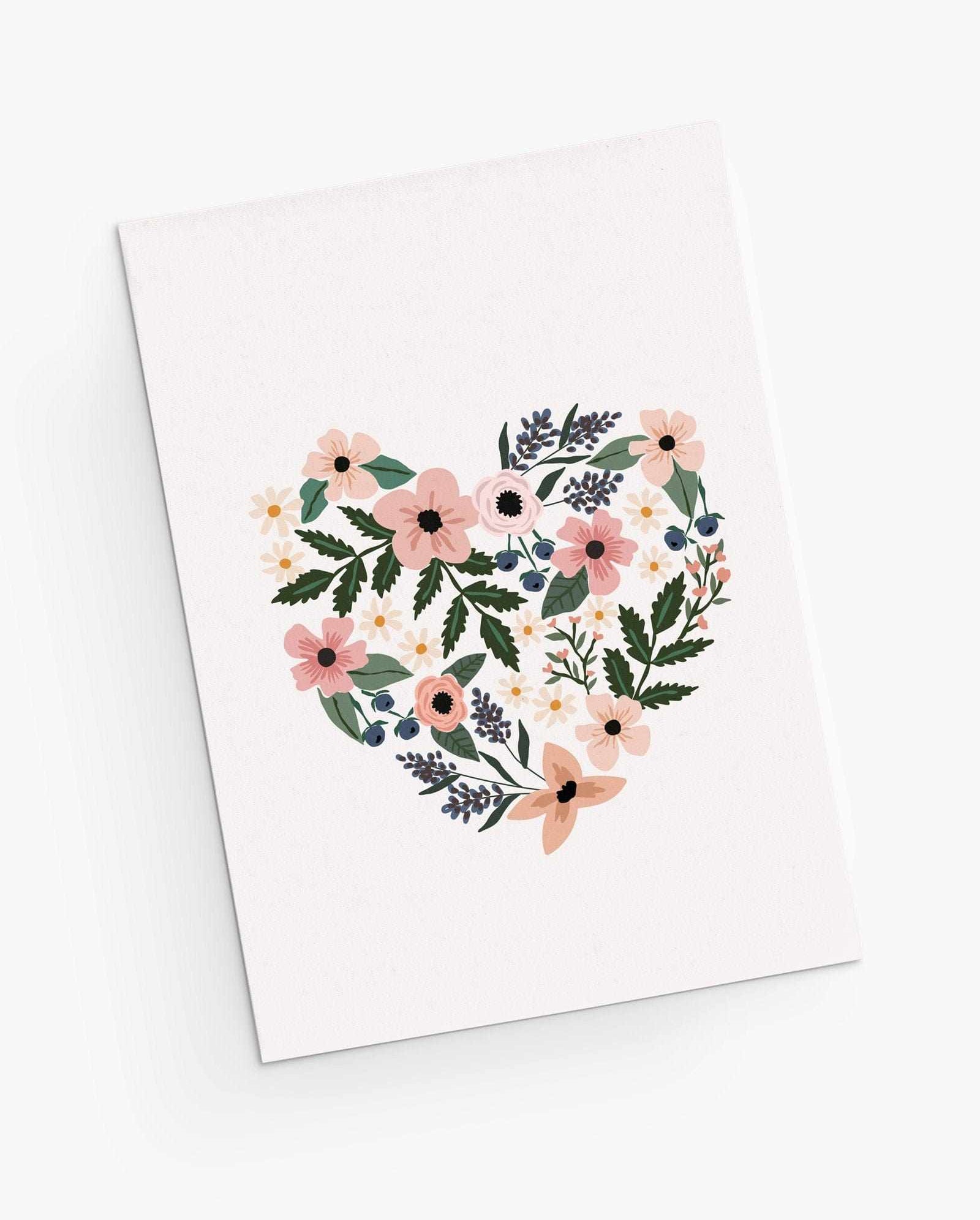 Floral greeting card with heart with flowers By Mimi and August