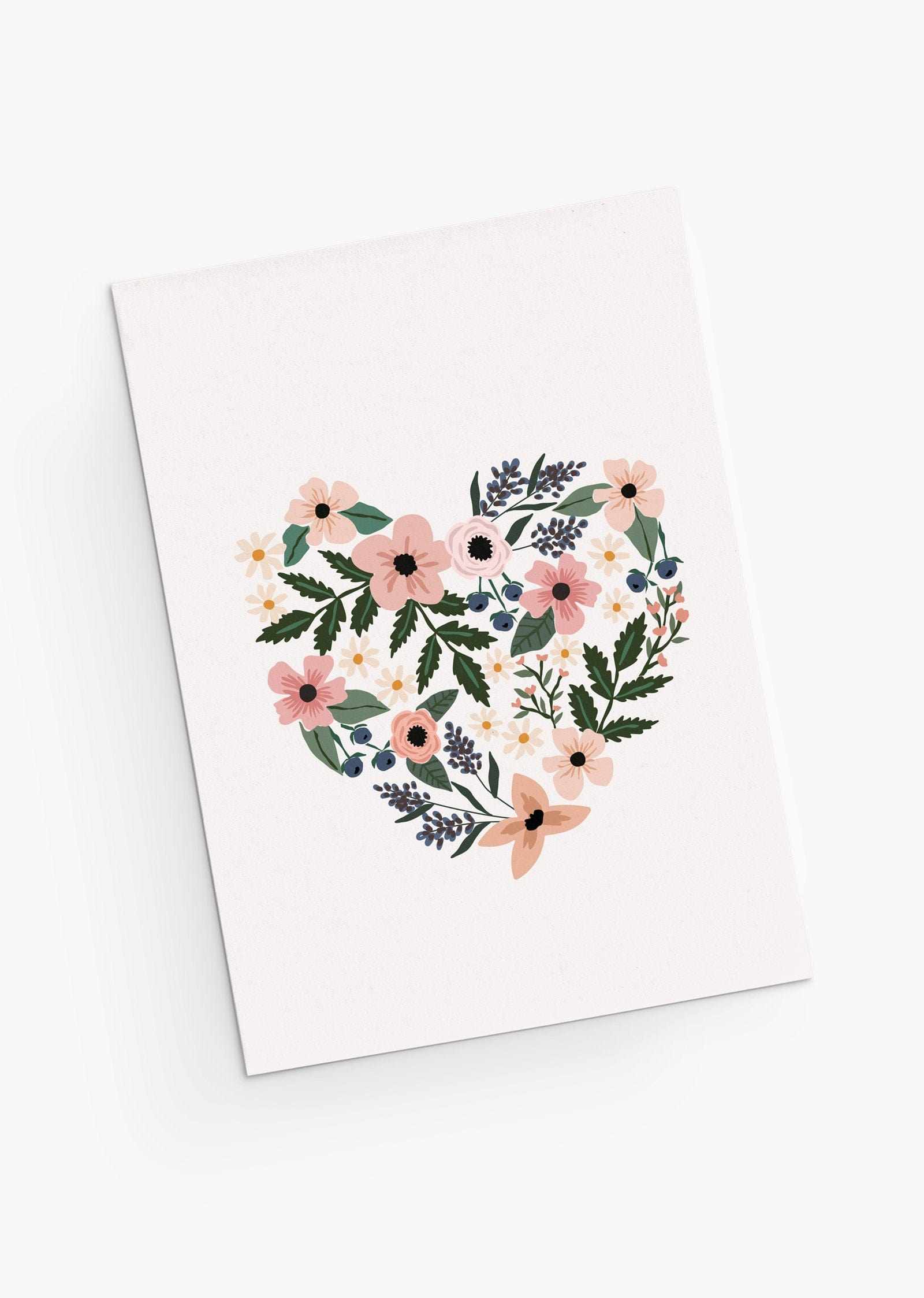Floral greeting card with heart with flowers By Mimi and August