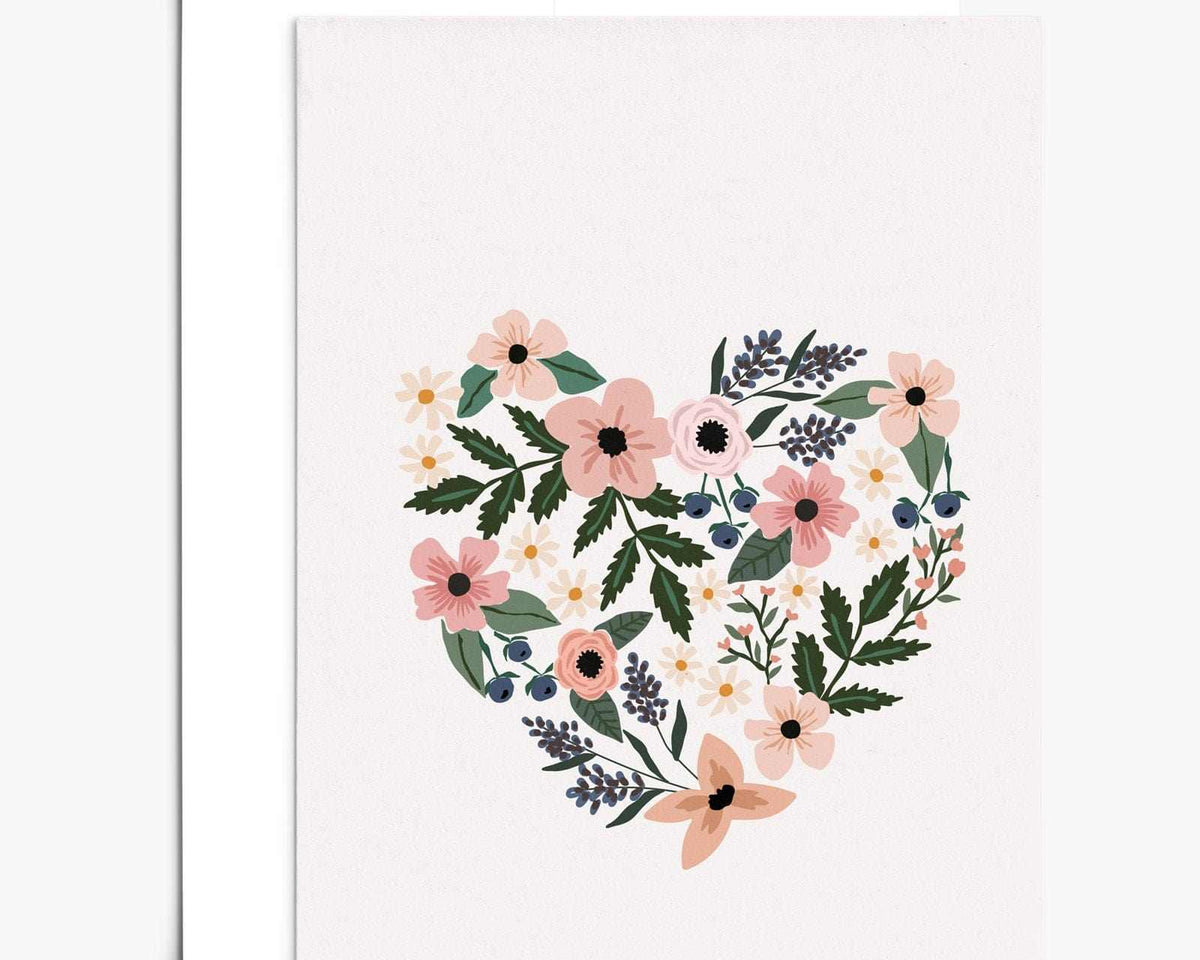 Heart full of flowers greeting card with recycled paper and compostable packaging