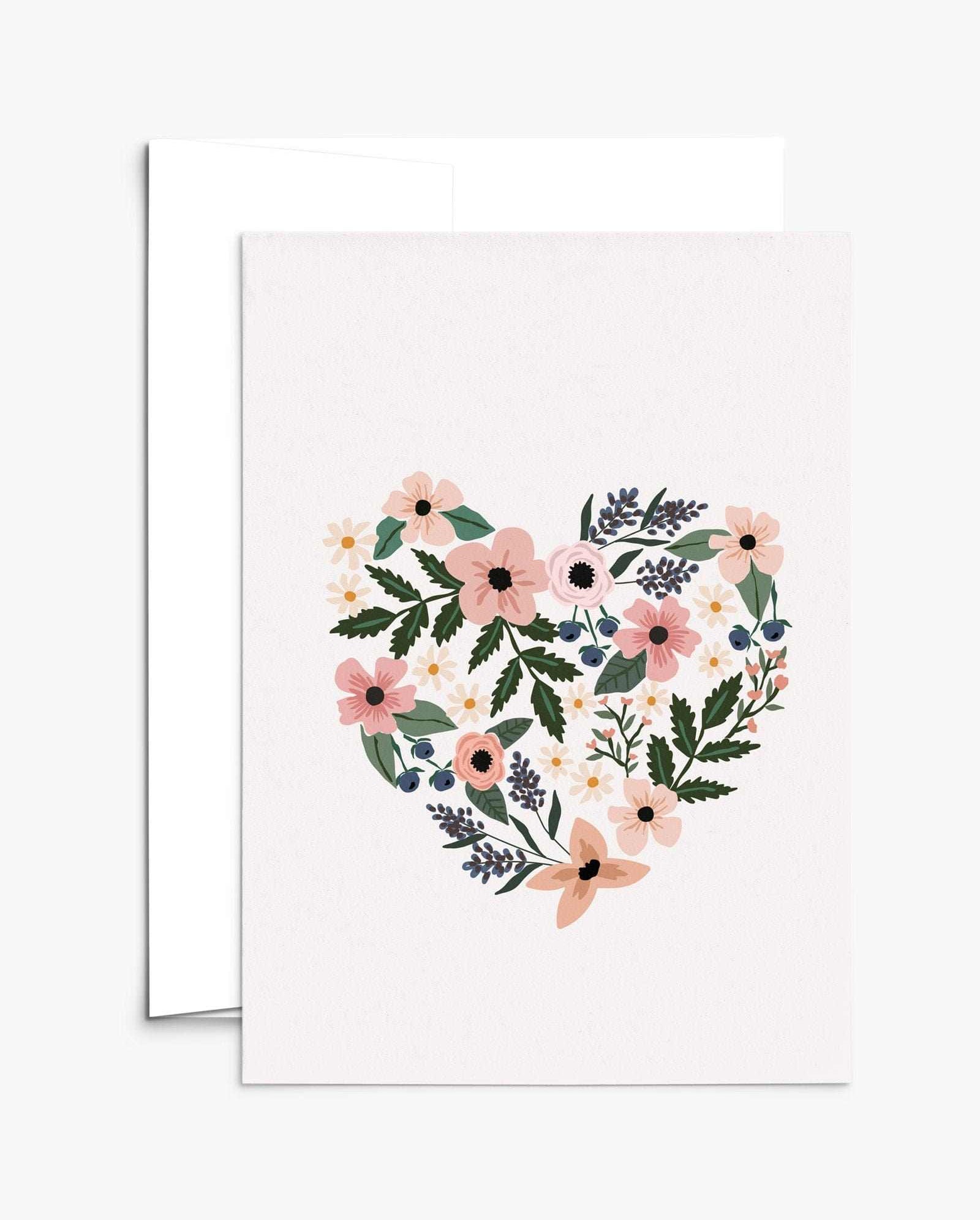 Heart full of flowers greeting card with recycled paper and compostable packaging
