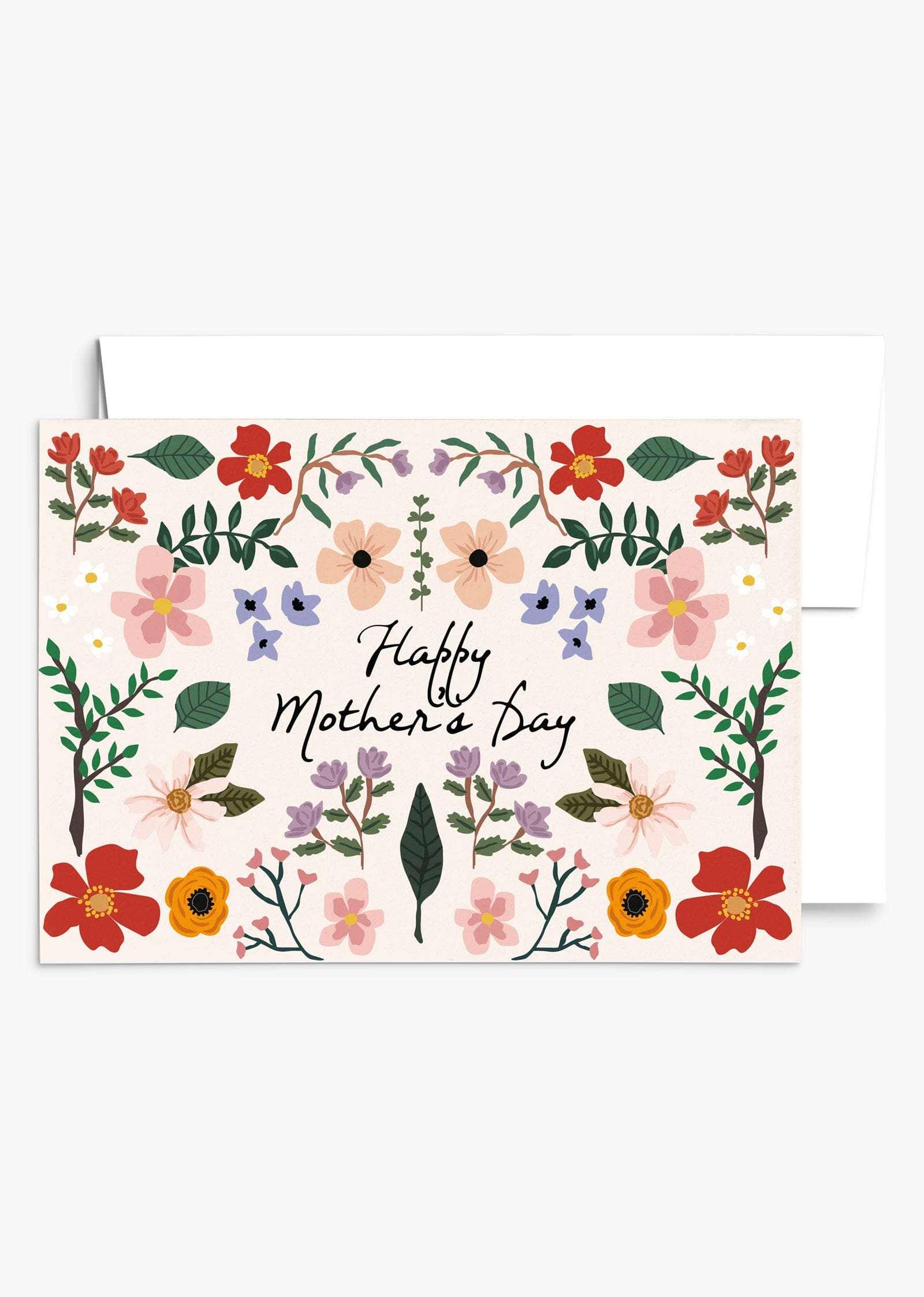 Creme Floral Garden Mother's Day card with colorful flowers on recycled paper