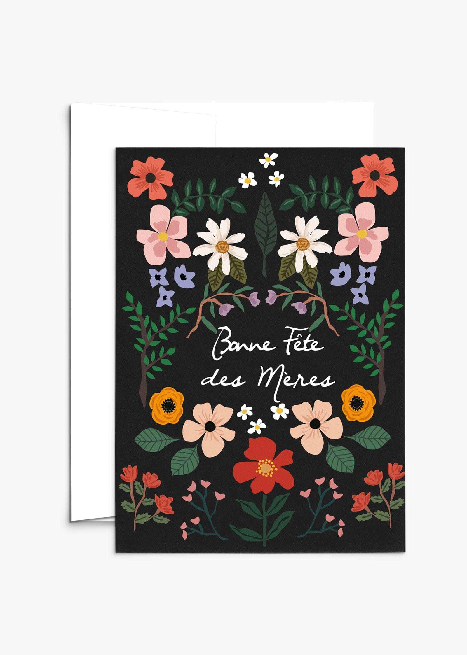 Black Floral Garden Mother's Day in French Greeting Cards- By Mimi & August