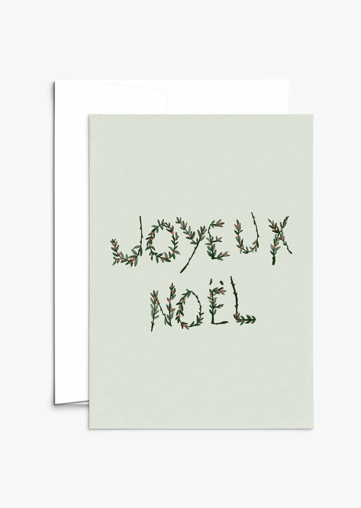 Joyeux Noël Branche greeting card with recycled paper and white envelope, 5x7 inches, compostable packaging