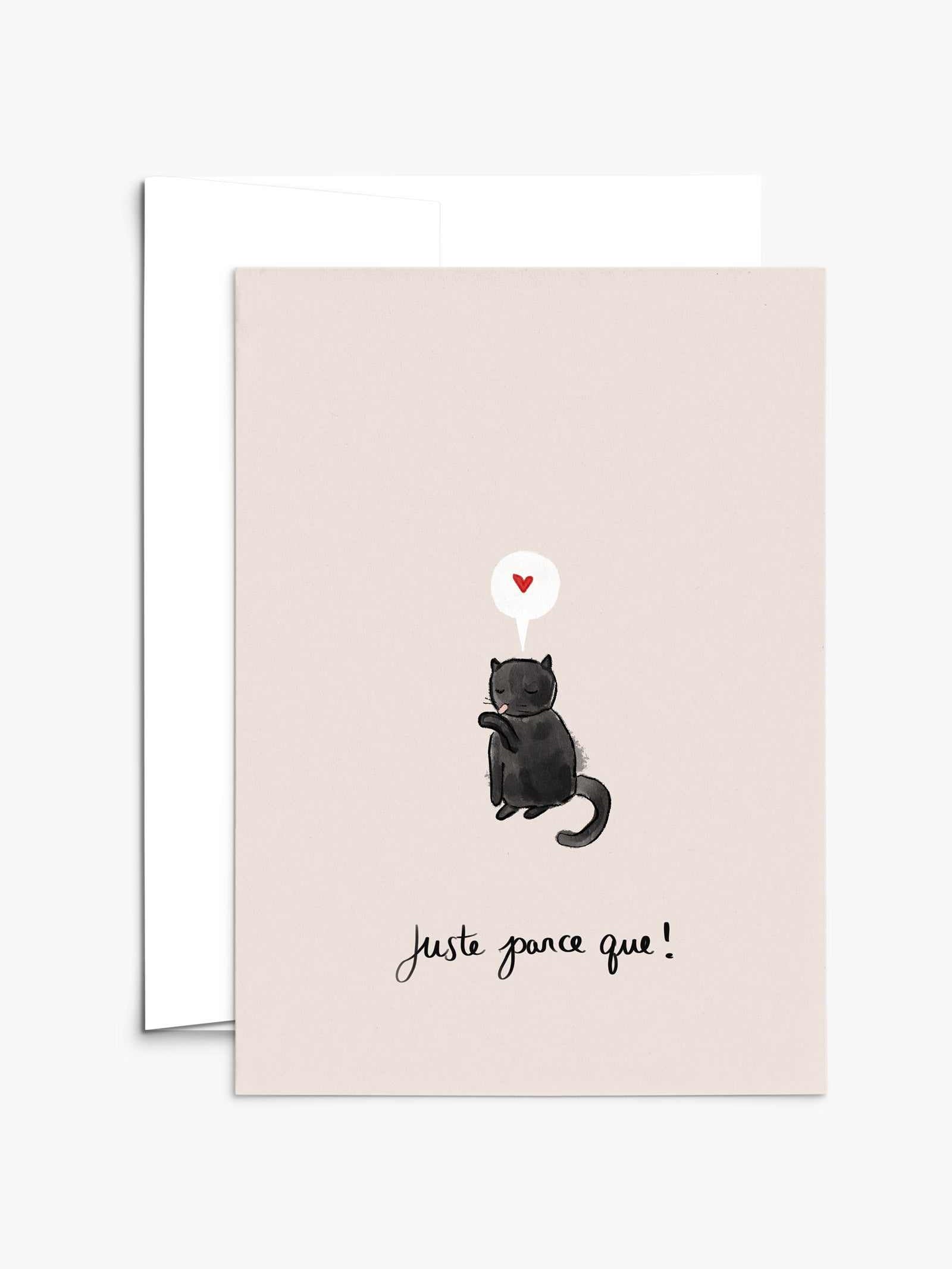Juste parce que greeting card with recycled paper and compostable packaging, blank inside, 5x7 inch format