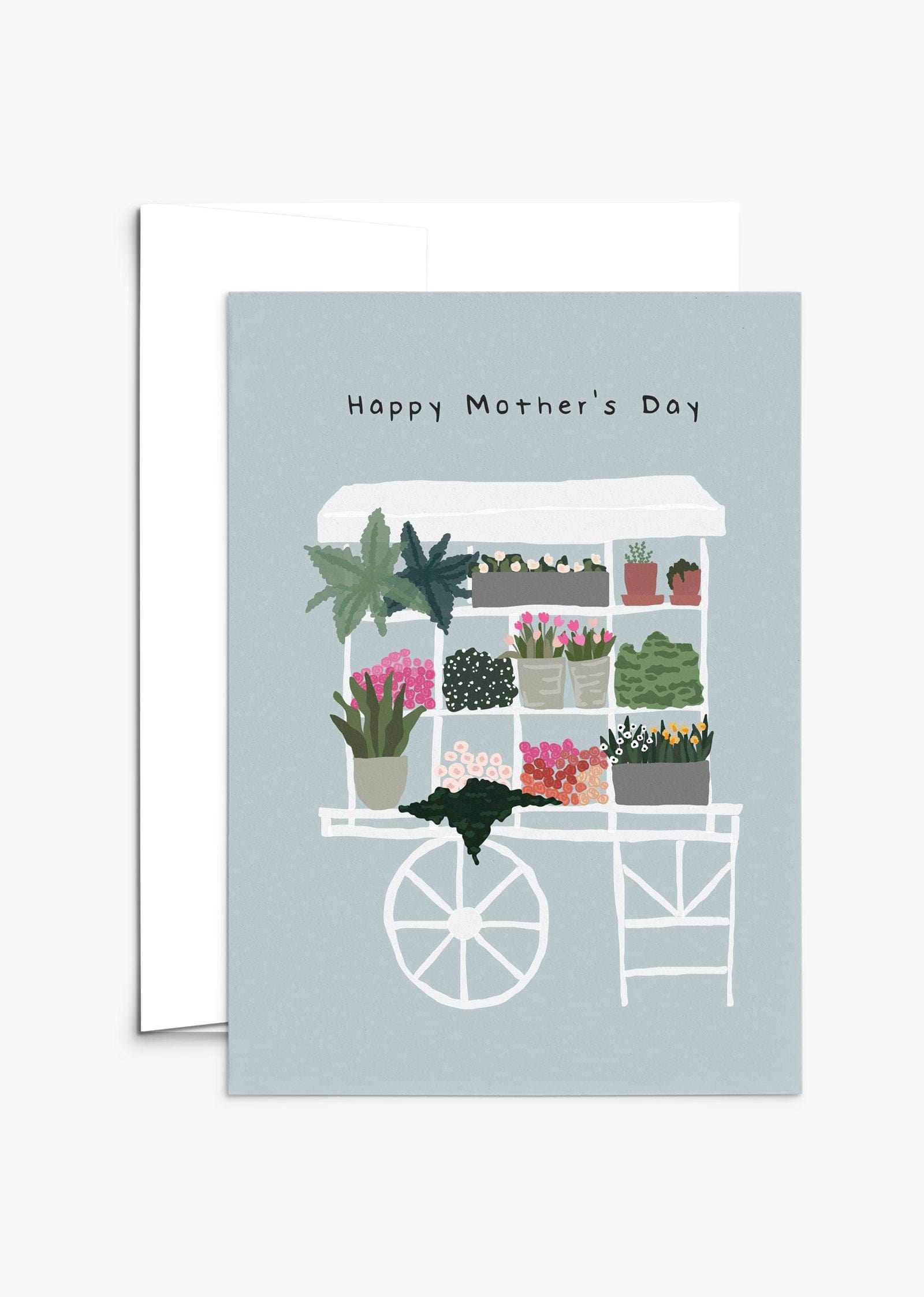 Flower stand Mother's day card with bouquet design on recycled paper and compostable packaging