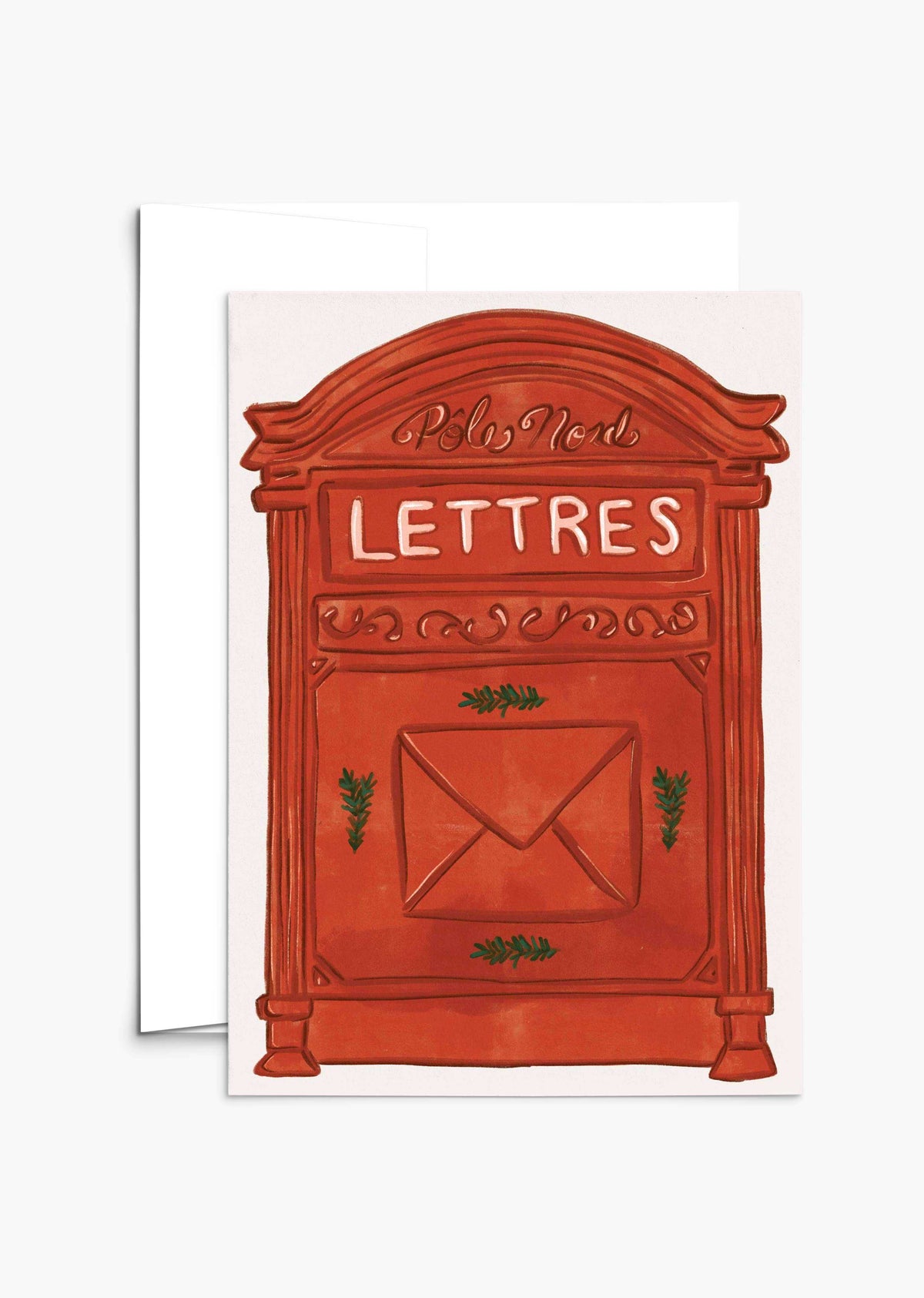 Vintage red Letter to Santa Claus Christmas greeting card with North Pole mailbox design
