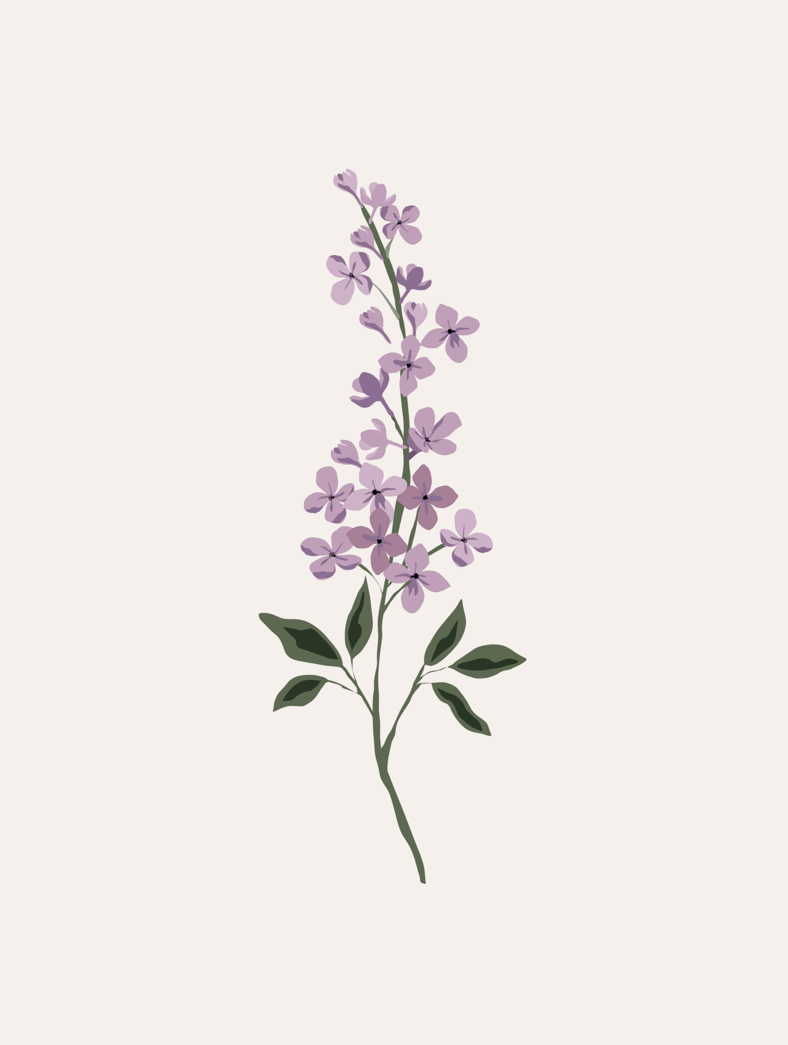 Lilas Flower Art Print featuring vibrant lilac flowers on recycled paper, elegant nature-inspired wall decor