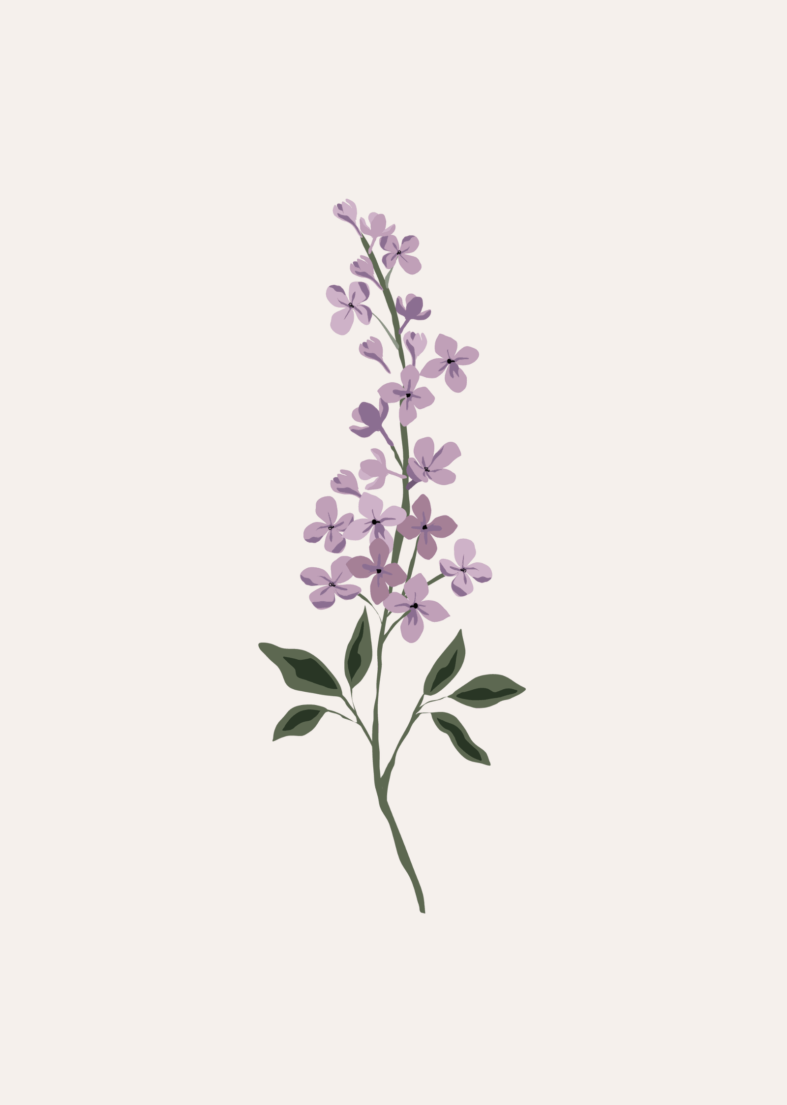 Lilas Flower Art Print featuring vibrant lilac flowers on recycled paper, elegant nature-inspired wall decor